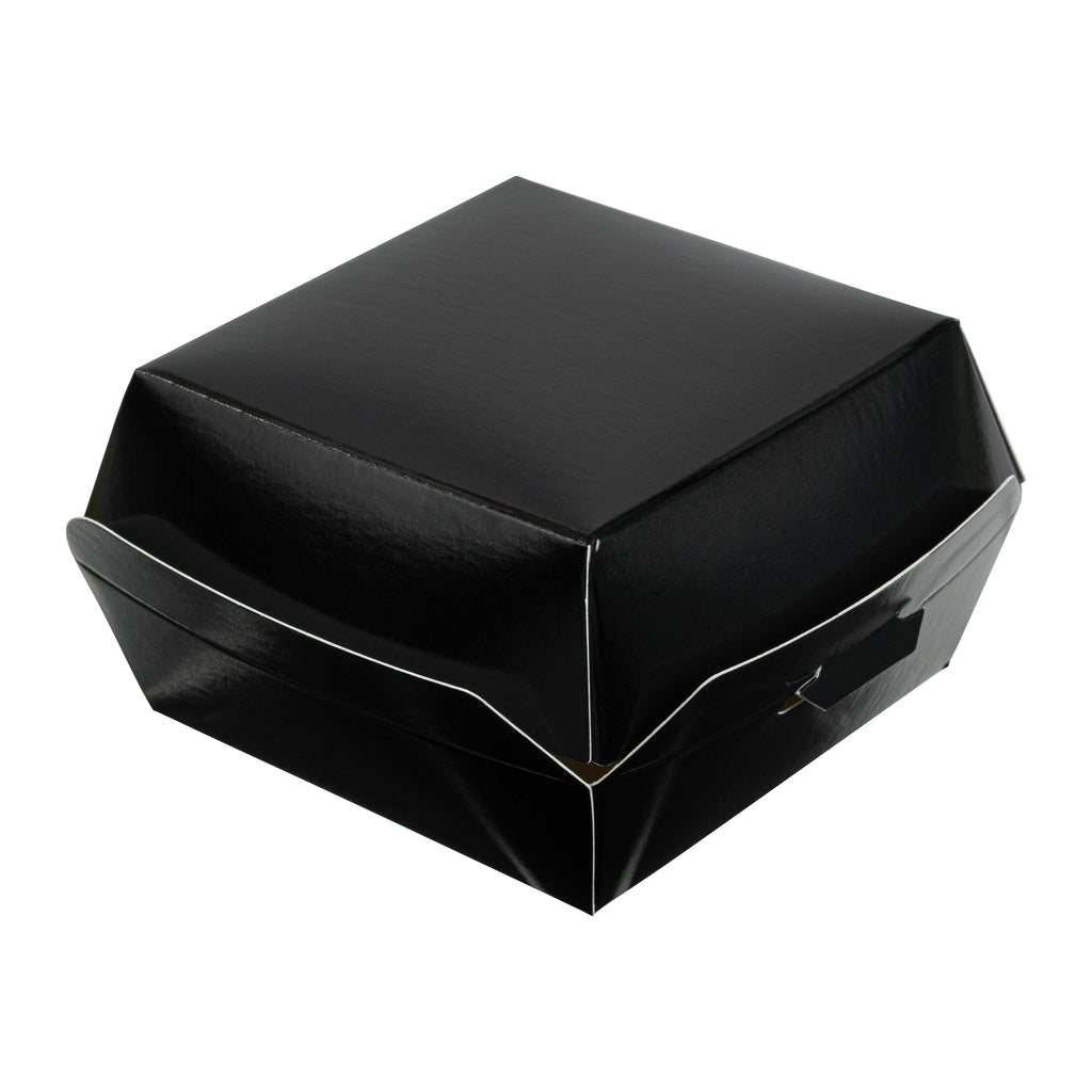 Bio Tek Black Paper Mini Burger Box - 2 3/4" x 2 3/4" x 2" - 100 count box