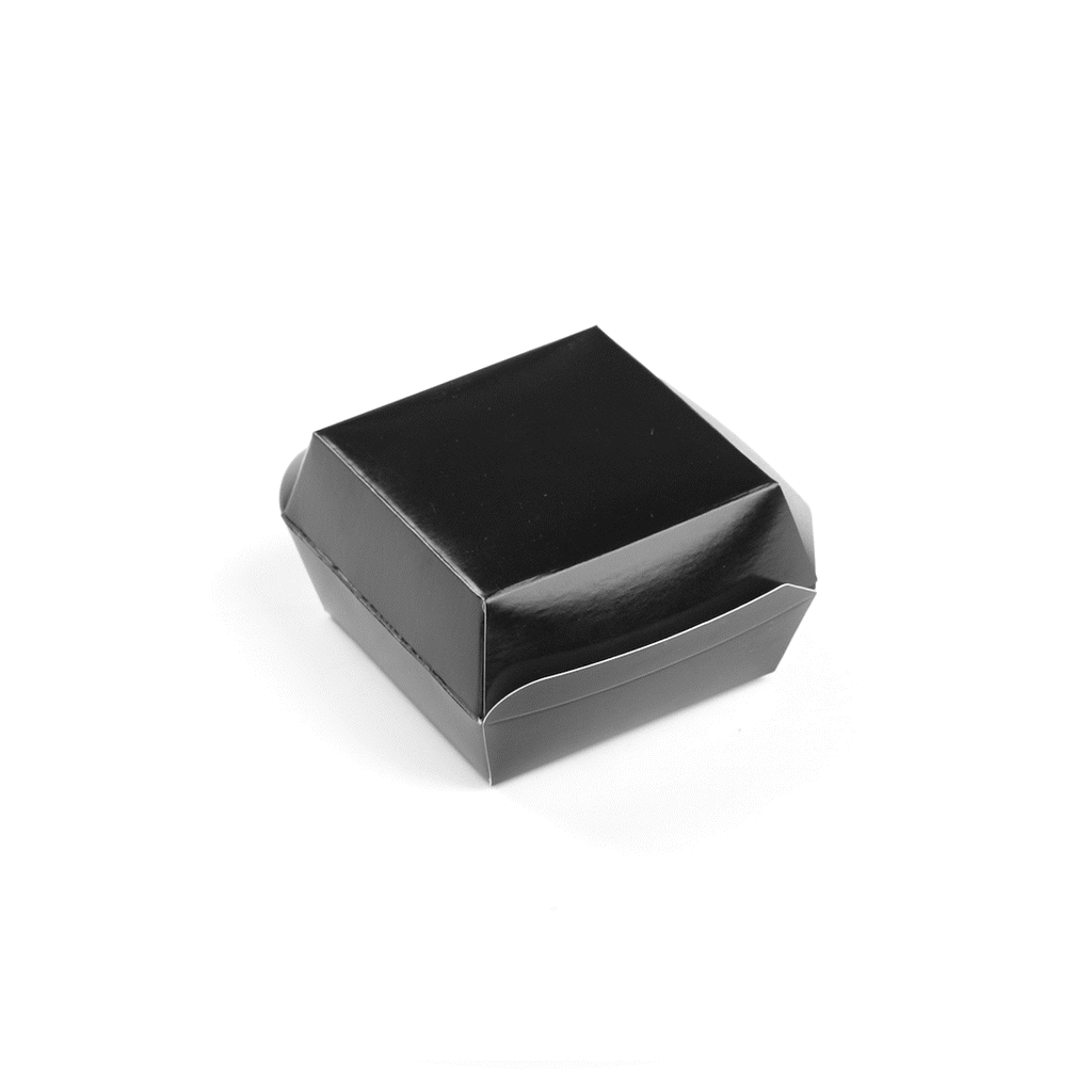 Bio Tek Black Paper Mini Burger Box - 2 3/4" x 2 3/4" x 2" - 100 count box