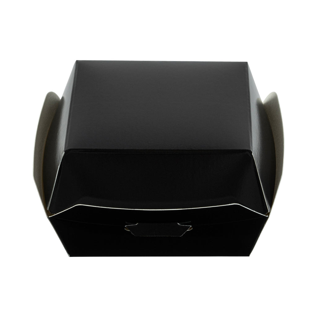 Bio Tek Black Paper Mini Burger Box - 2 3/4" x 2 3/4" x 2" - 100 count box