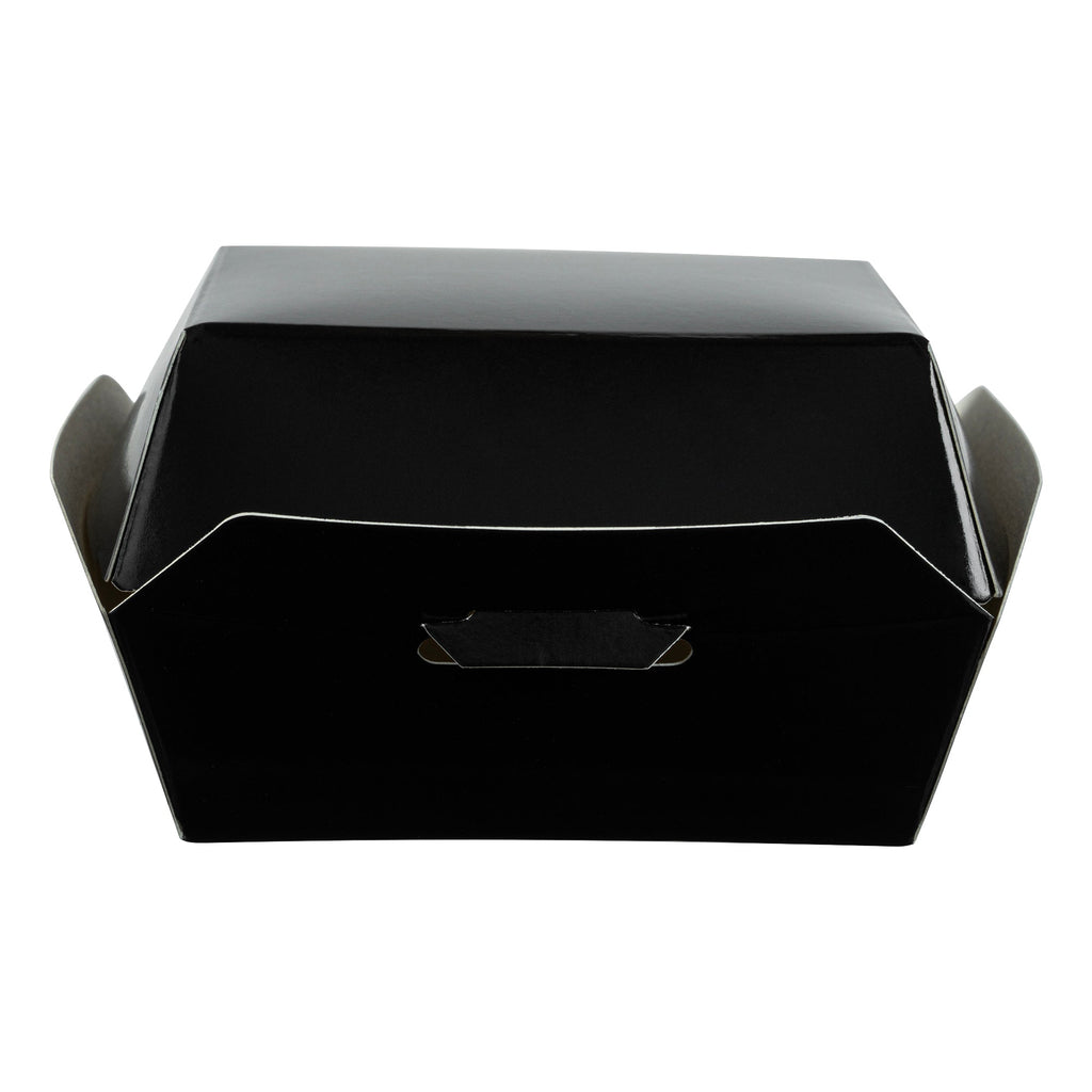 Bio Tek Black Paper Mini Burger Box - 2 3/4" x 2 3/4" x 2" - 100 count box