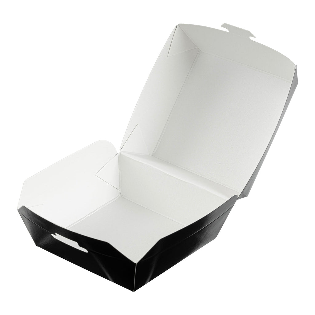 Bio Tek Black Paper Mini Burger Box - 2 3/4" x 2 3/4" x 2" - 100 count box