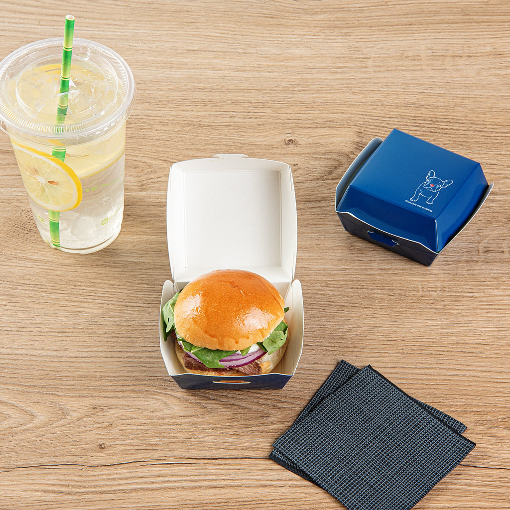 Bio Tek Frenchie Paper Mini Burger Box - 2 3/4" x 2 3/4" x 2" - 100 count box