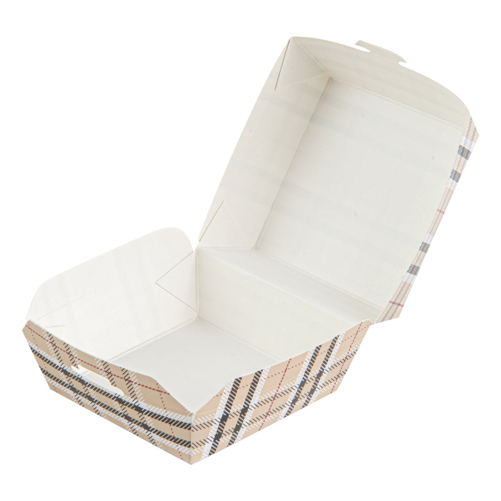 Bio Tek Plaid Paper Mini Burger Box - 2 3/4" x 2 3/4" x 2" - 100 count box