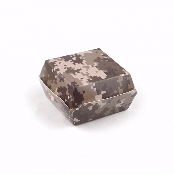 Bio Tek Camouflage Paper Mini Burger Box - 2 3/4" x 2 3/4" x 2" - 100 count box