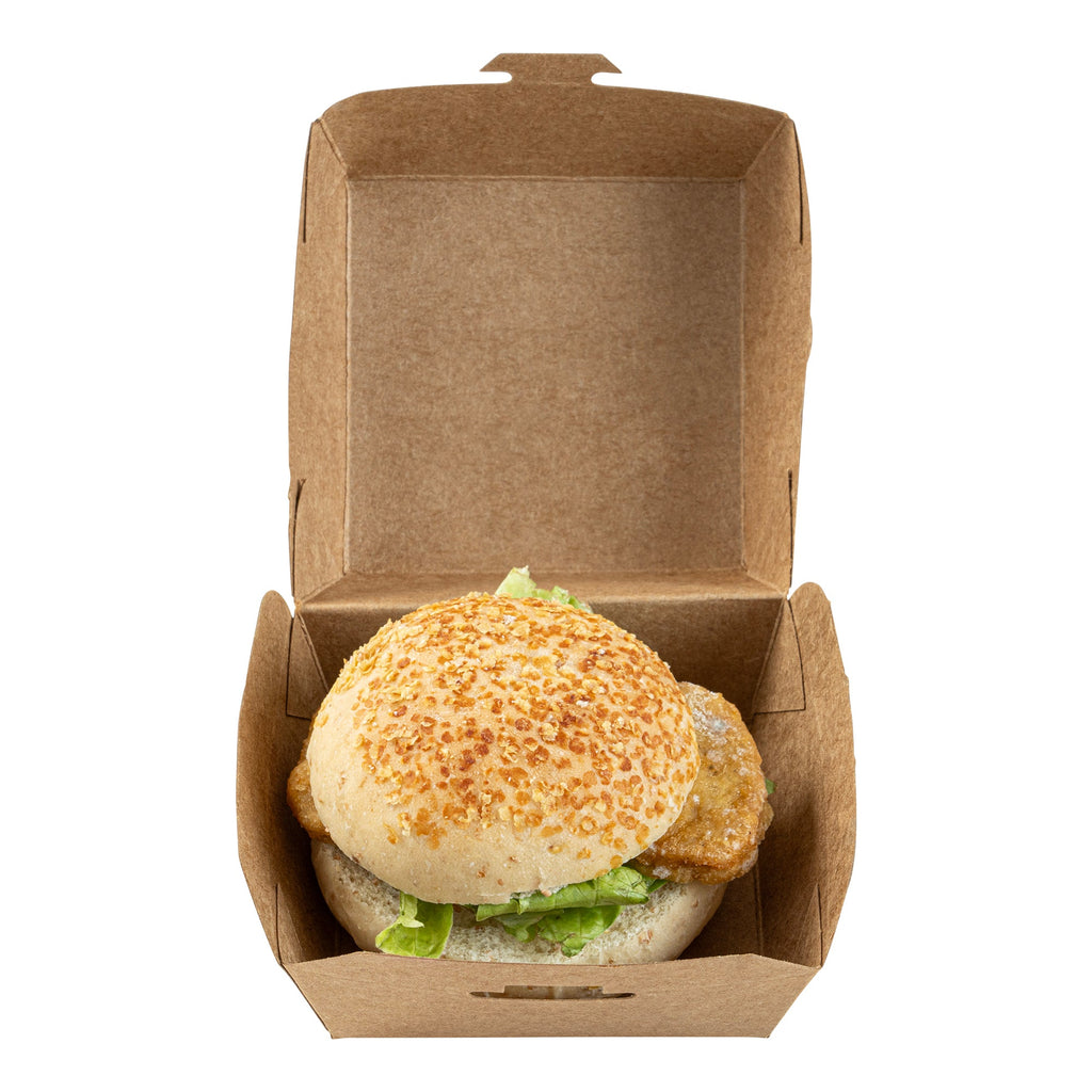 Bio Tek Kraft Paper Mini Burger Box - 2 3/4" x 2 3/4" x 2" - 100 count box