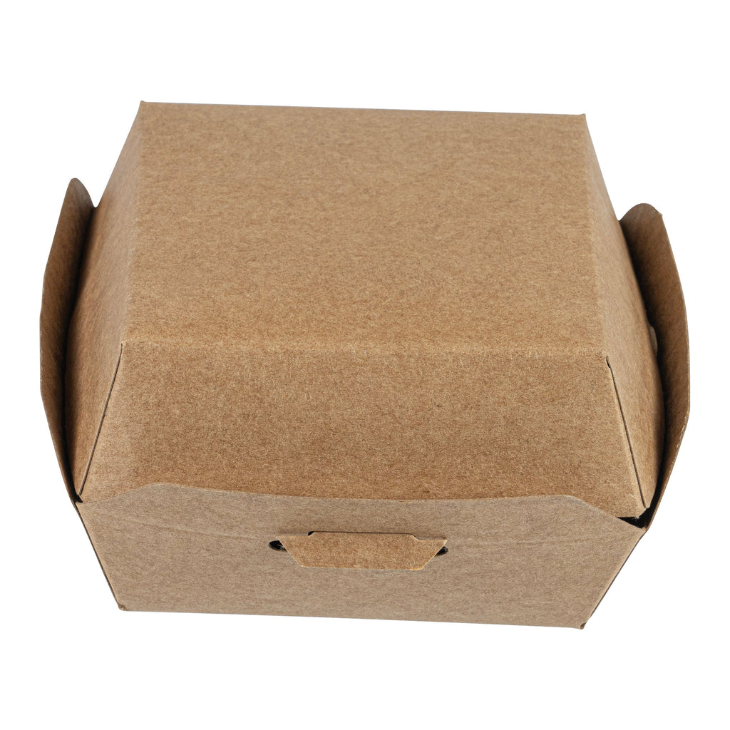 Bio Tek Kraft Paper Mini Burger Box - 2 3/4" x 2 3/4" x 2" - 100 count box