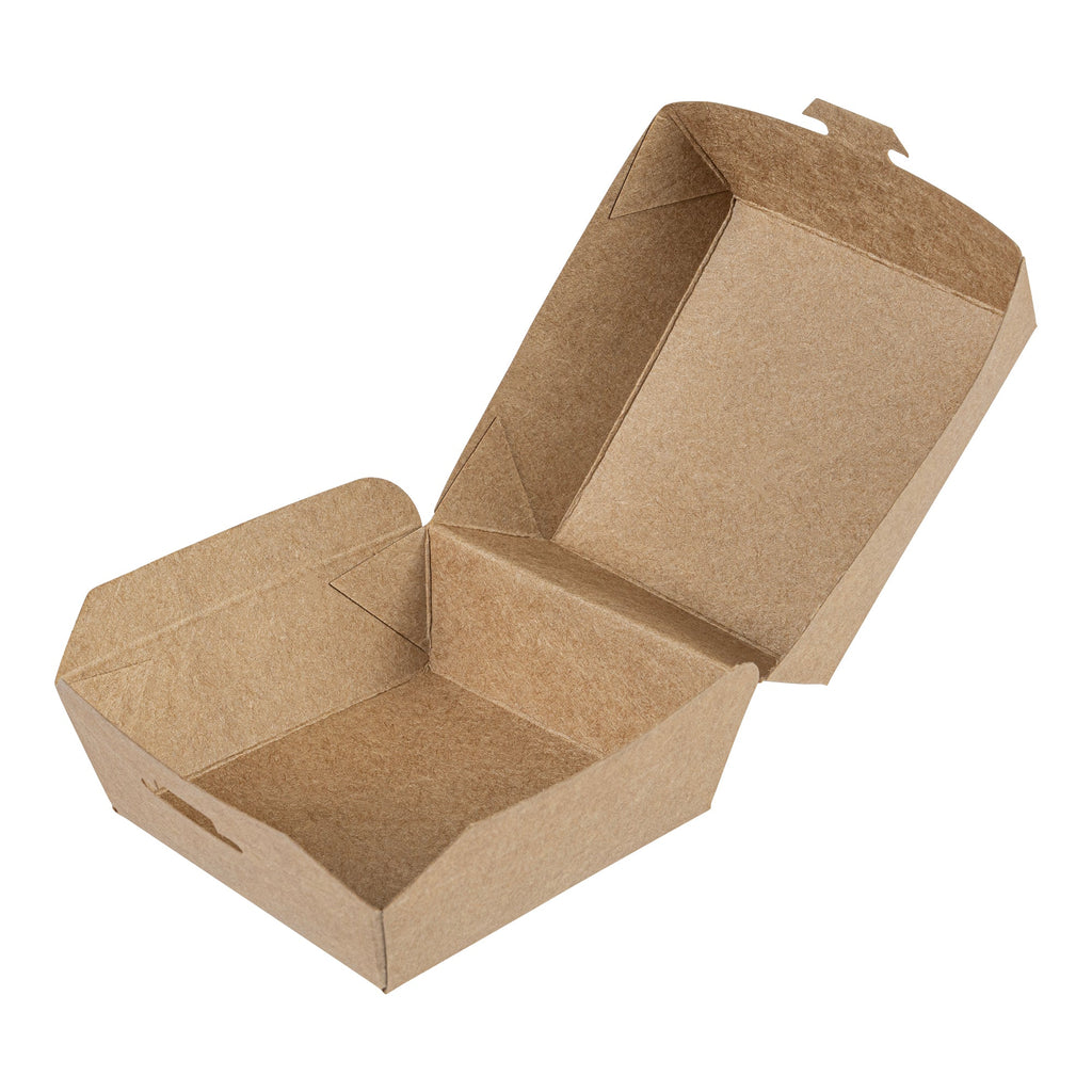Bio Tek Kraft Paper Mini Burger Box - 2 3/4" x 2 3/4" x 2" - 100 count box