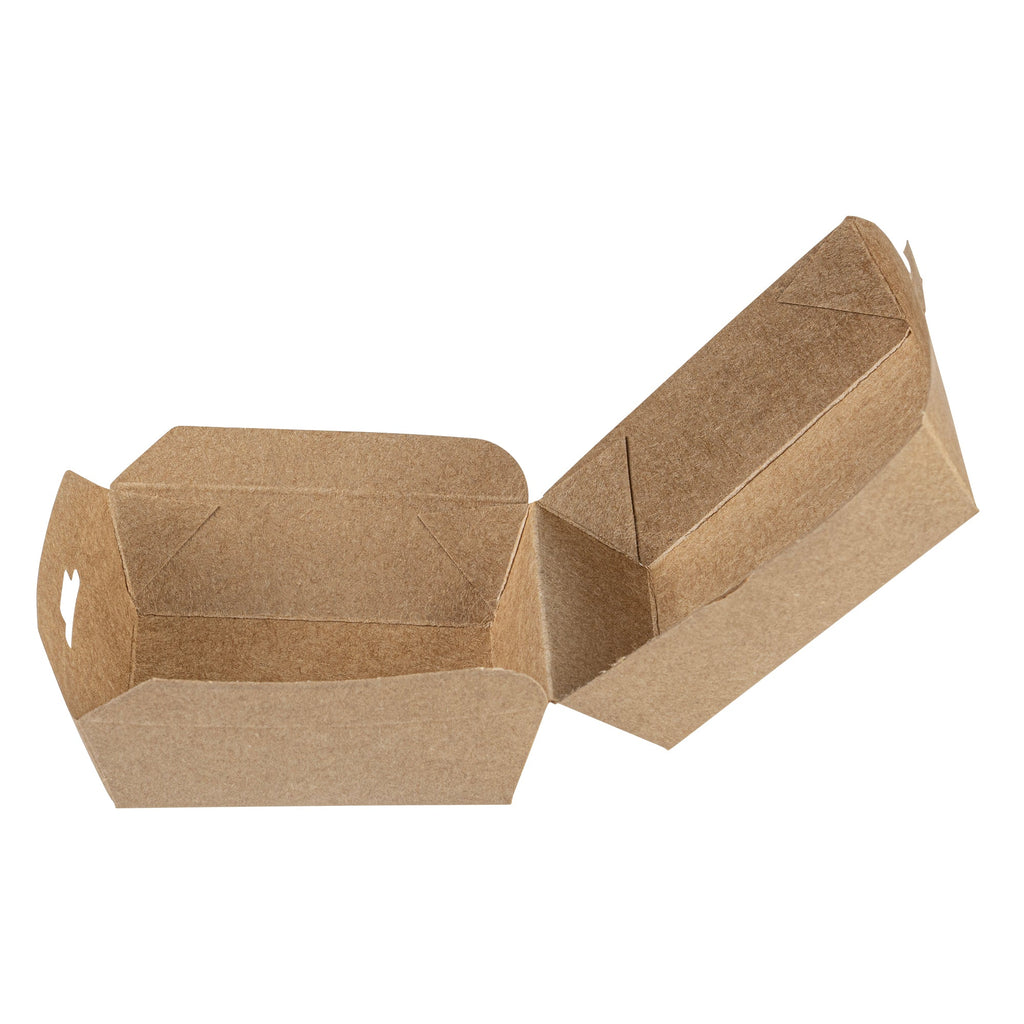 Bio Tek Kraft Paper Mini Burger Box - 2 3/4" x 2 3/4" x 2" - 100 count box