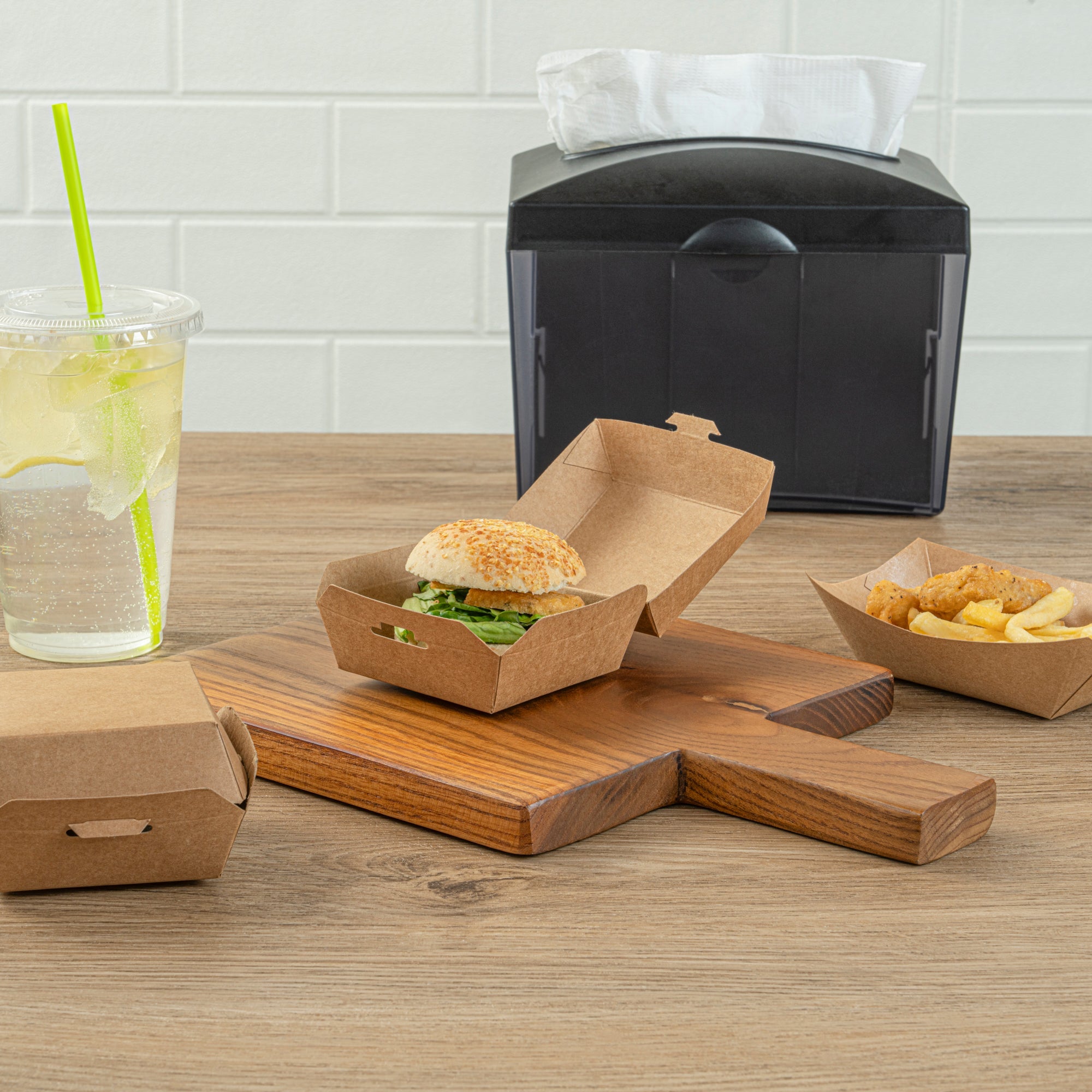 Bio Tek Kraft Paper Mini Burger Box - 2 3/4" x 2 3/4" x 2" - 100 count box