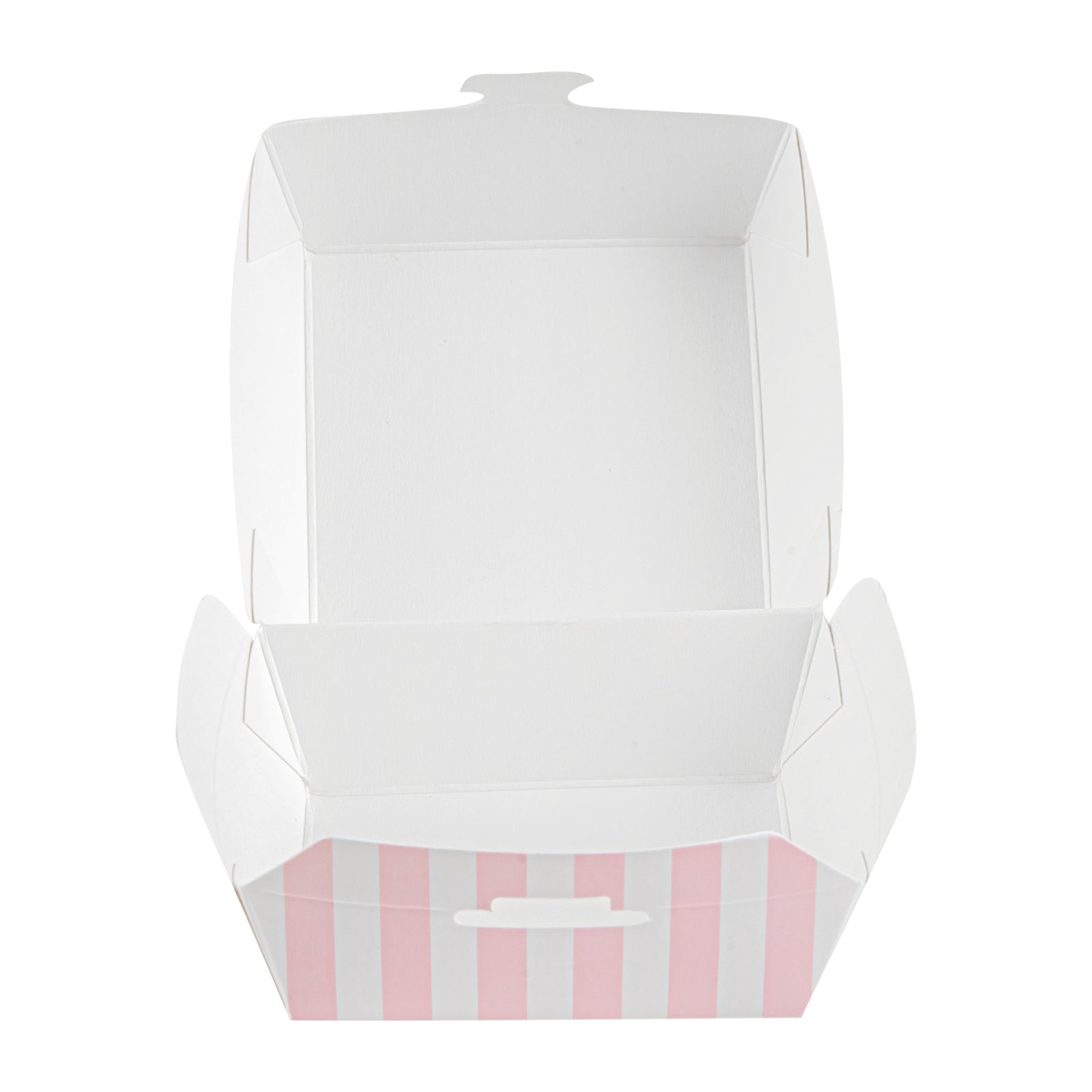 Bio Tek Pink and White Stripe Paper Mini Burger Box - 2 3/4" x 2 3/4" x 2" - 100 count box