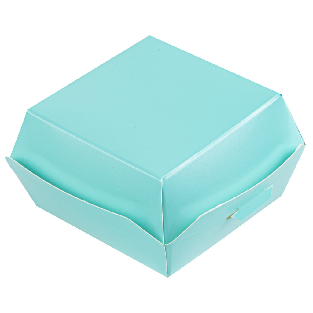 Bio Tek Turquoise Paper Mini Burger Box - 2 3/4" x 2 3/4" x 2" - 100 count box