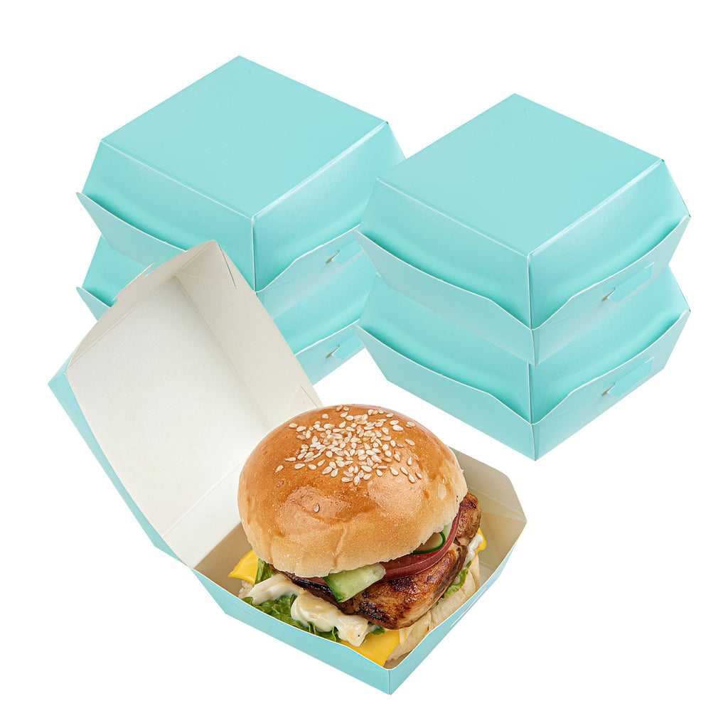 Bio Tek Turquoise Paper Mini Burger Box - 2 3/4" x 2 3/4" x 2" - 100 count box