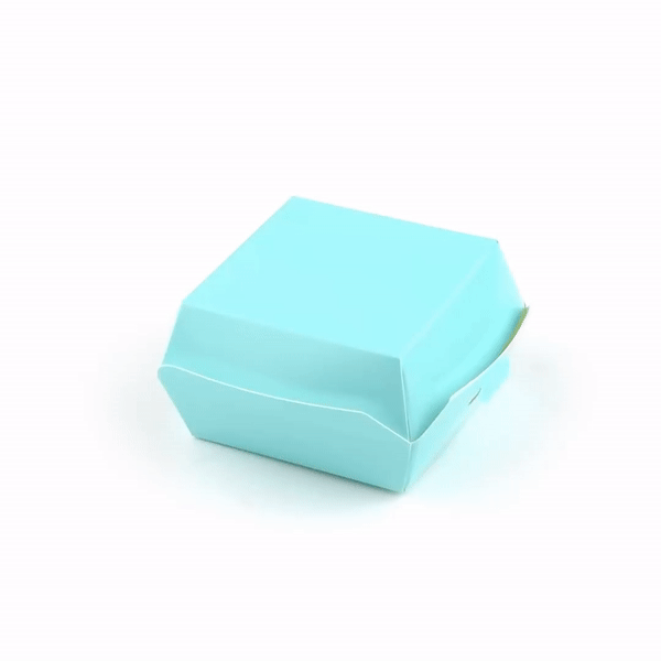 Bio Tek Turquoise Paper Mini Burger Box - 2 3/4" x 2 3/4" x 2" - 100 count box
