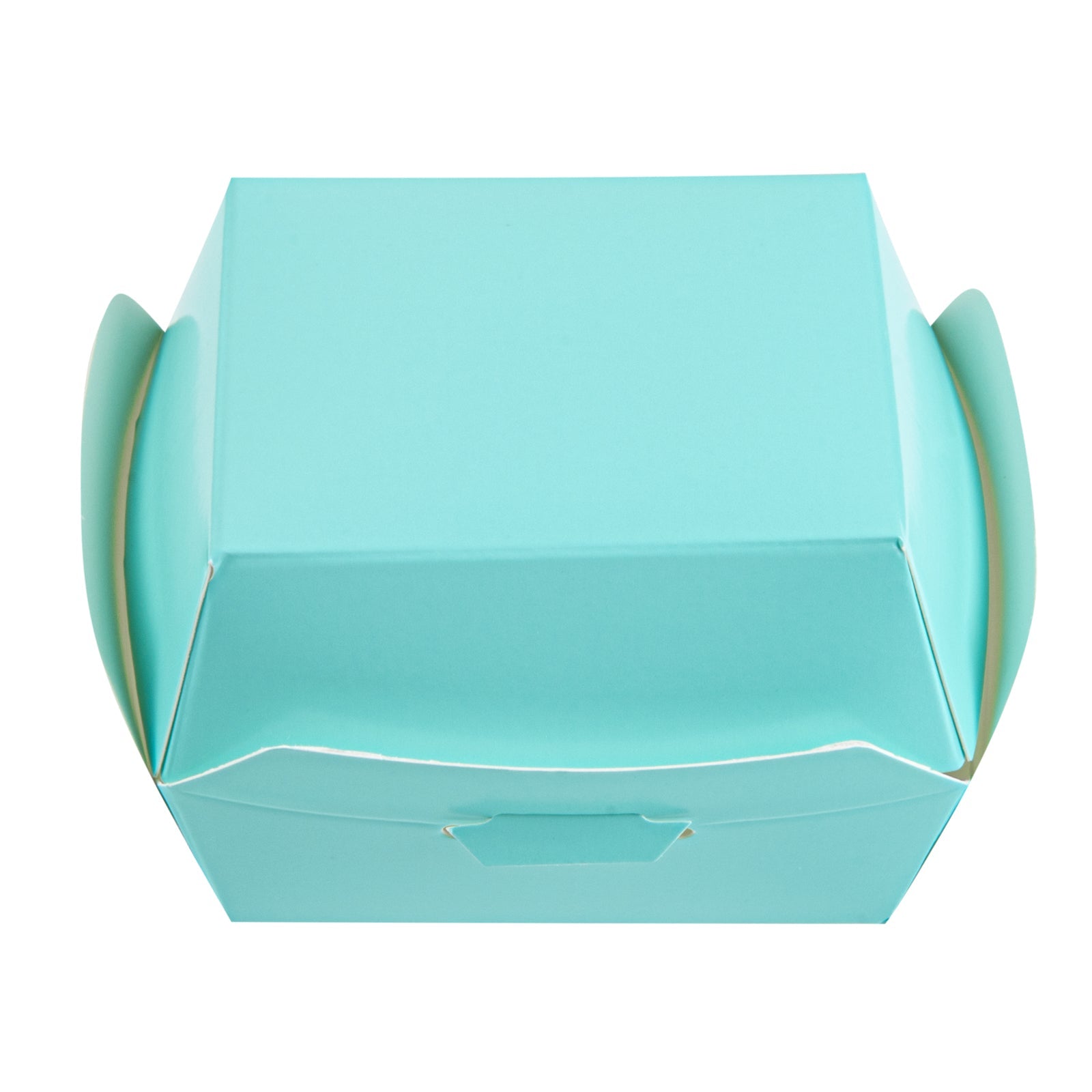 Bio Tek Turquoise Paper Mini Burger Box - 2 3/4" x 2 3/4" x 2" - 100 count box