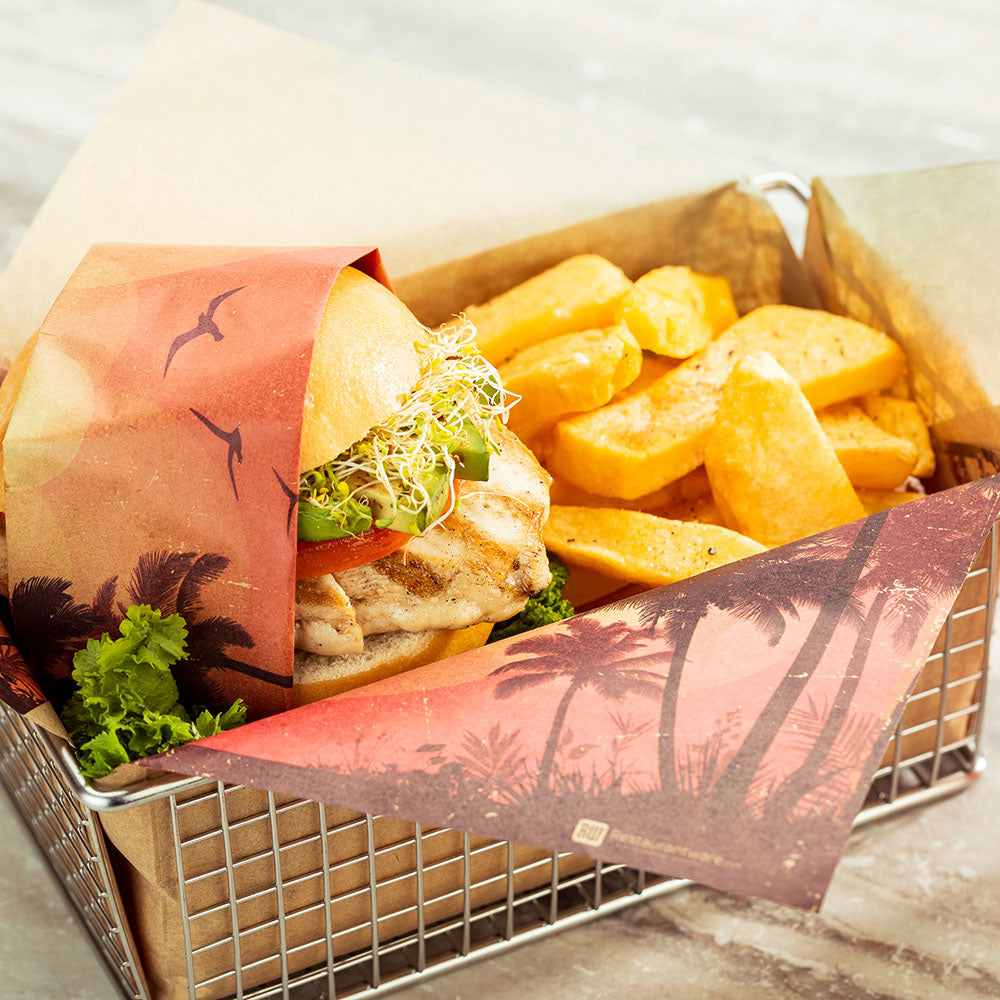 Gastronomia Kraft Paper Food Wrap and Basket Liner - California Sunshine, Greaseproof - 12" x 12" - 500 count box