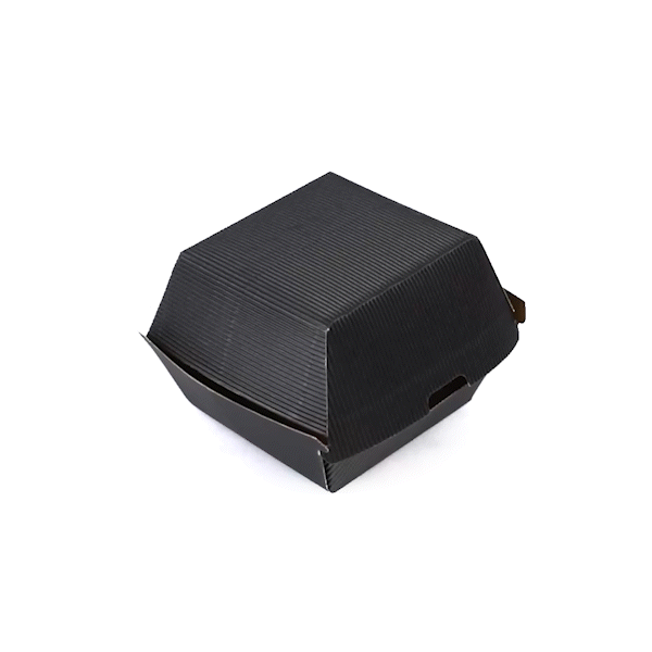 Bio Tek Black Paper Burger Box - Ripple Wall - 4" x 4" x 3 3/4" - 100 count box