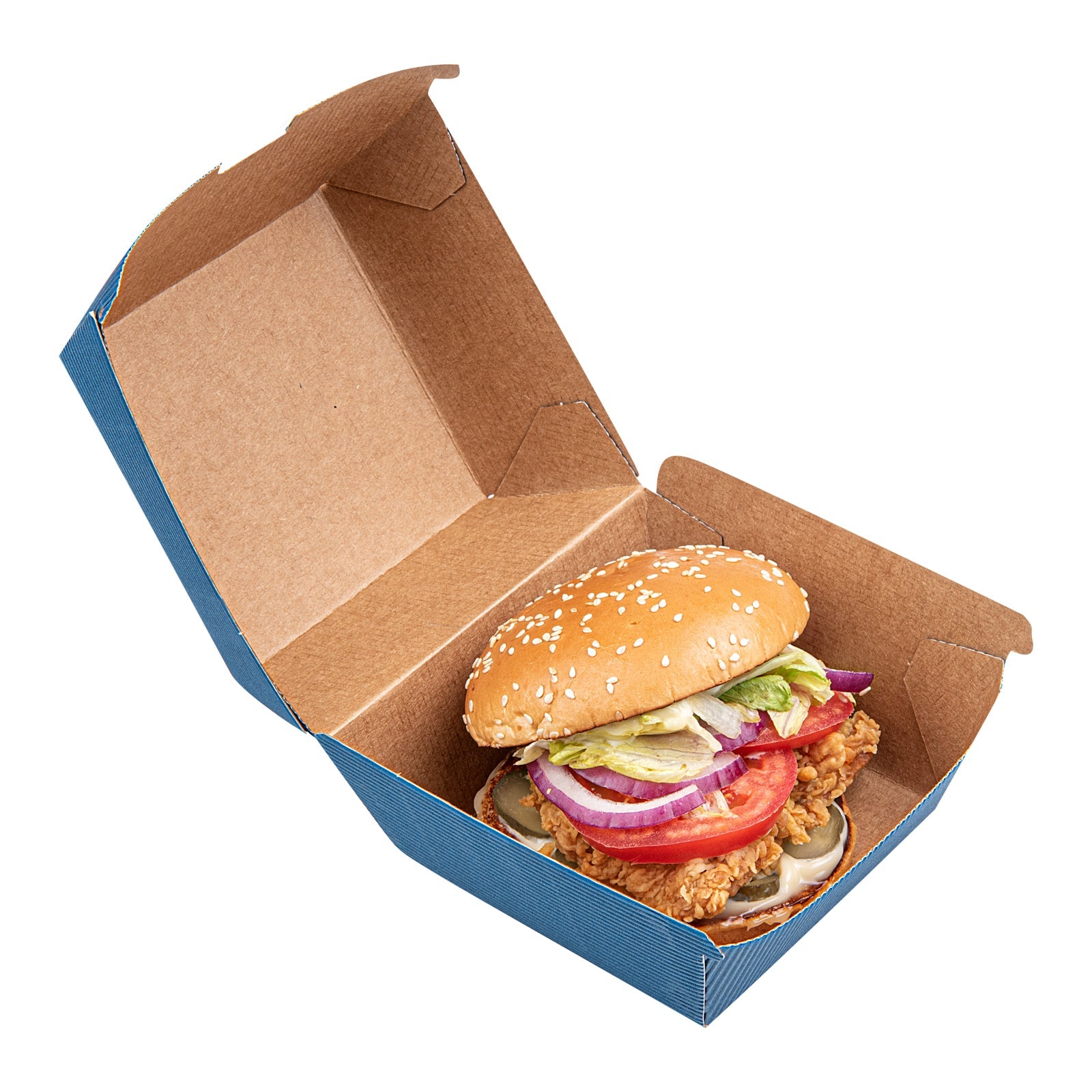Bio Tek Frenchie Paper Burger Box - Ripple Wall - 4" x 4" x 3 3/4" - 100 count box