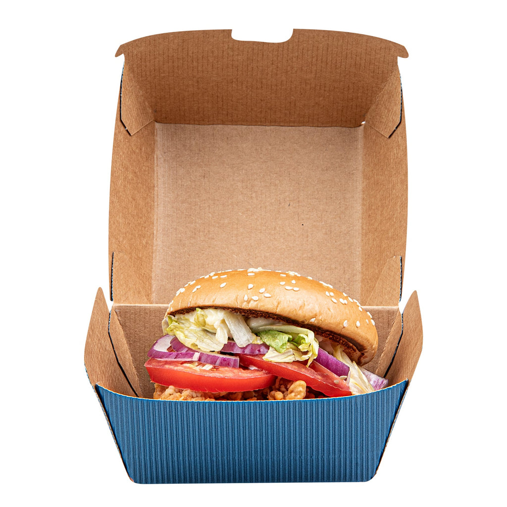 Bio Tek Frenchie Paper Burger Box - Ripple Wall - 4" x 4" x 3 3/4" - 100 count box