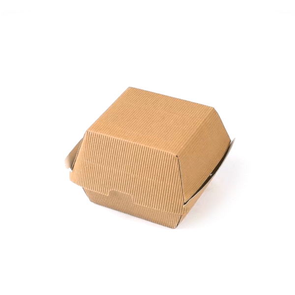 Bio Tek Kraft Paper Burger Box - Ripple Wall - 4" x 4" x 3 3/4" - 100 count box