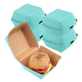 Bio Tek Turquoise Paper Burger Box - Ripple Wall - 4" x 4" x 3 3/4" - 100 count box