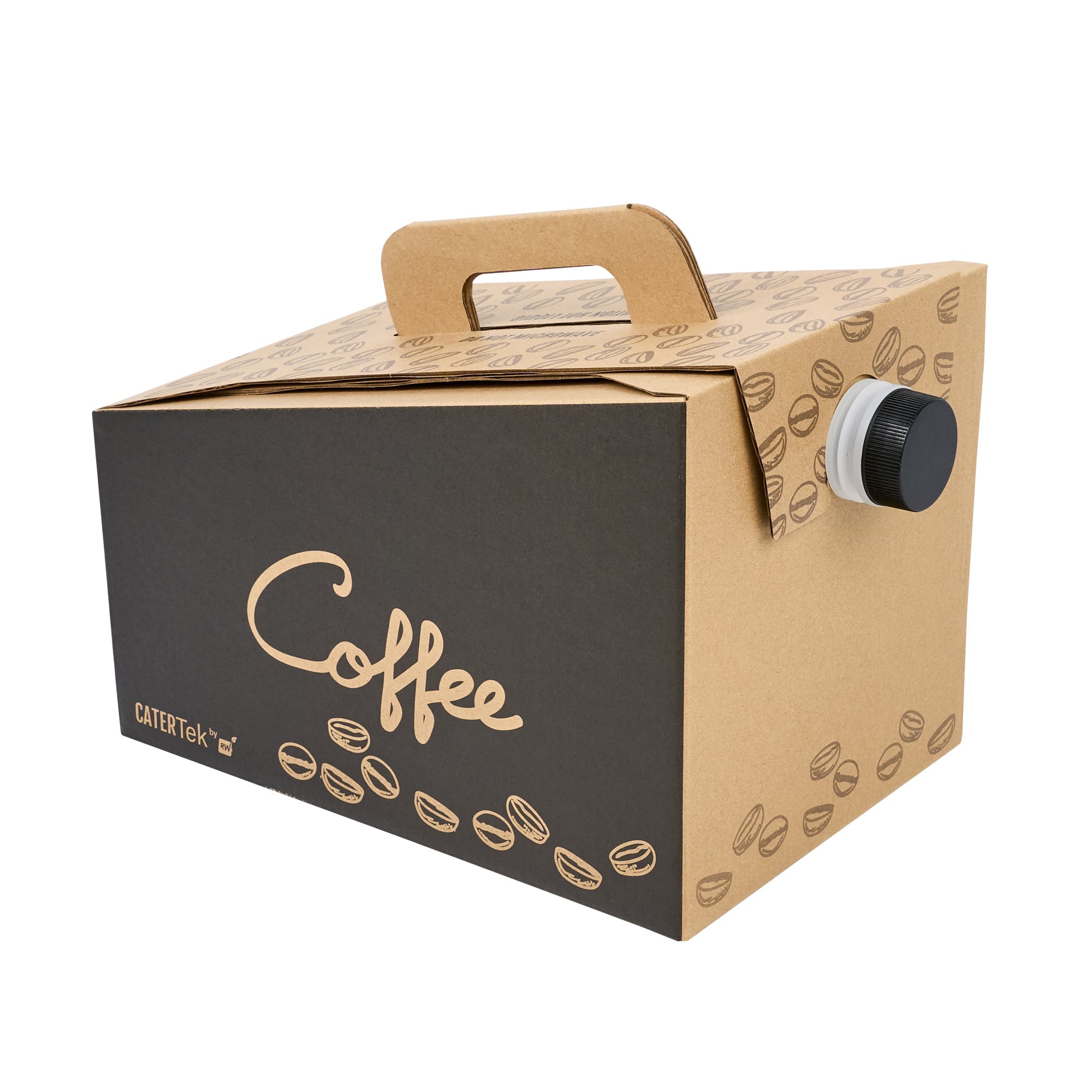 Restpresso 96 oz Kraft and Black Paper Coffee / Beverage Take Out Container - 12 Cups - 10 count box