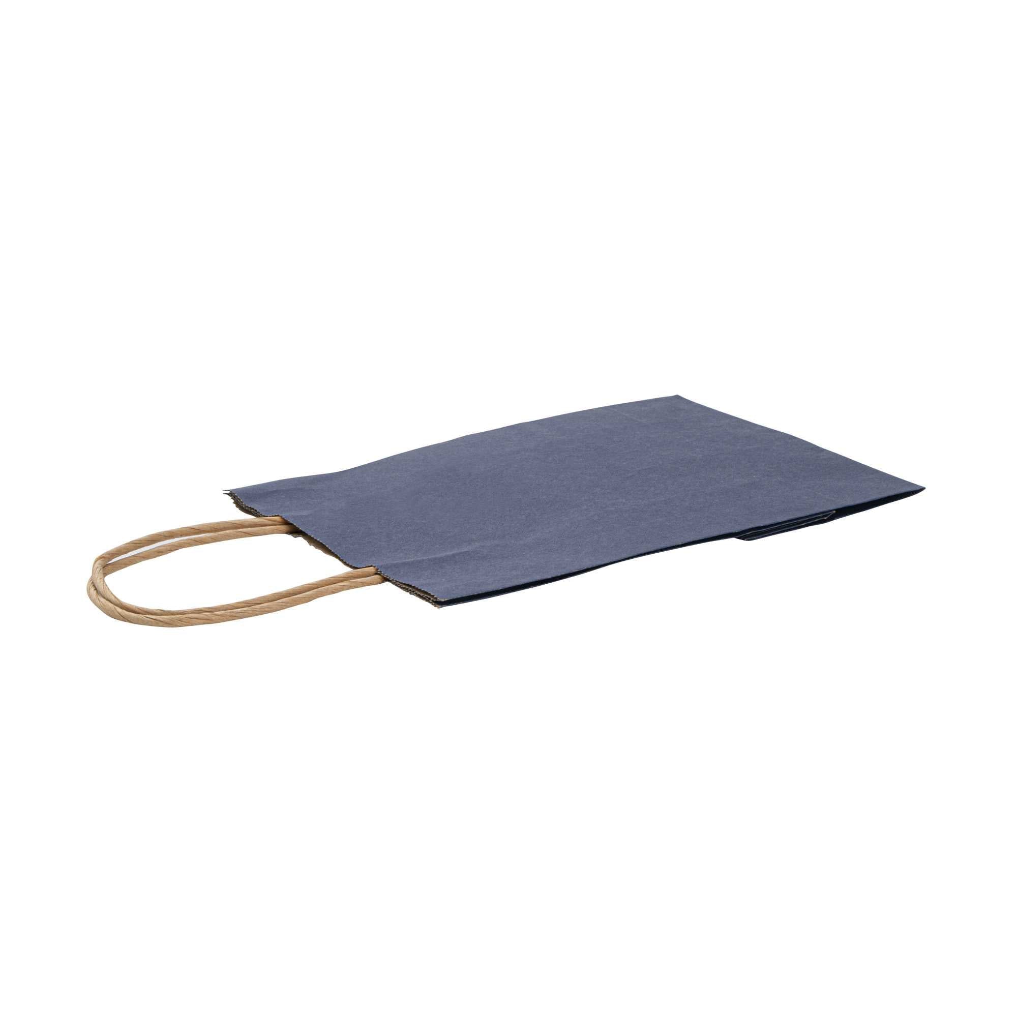Saving Nature Dark Blue Paper Small Retail Bag - with Handles - 6" x 3 1/4" x 8 1/4" - 100 count box