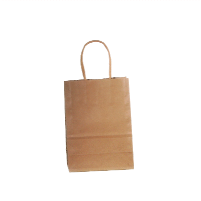 Saving Nature Kraft Paper Small Retail Bag - with Handles - 6" x 3 1/4" x 8 1/4" - 100 count box