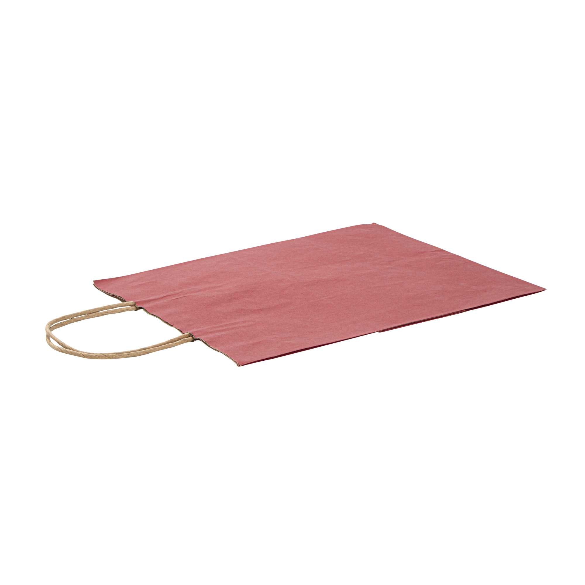 Saving Nature Red Paper Medium Retail Bag - with Handles - 10" x 6 3/4" x 12" - 100 count box