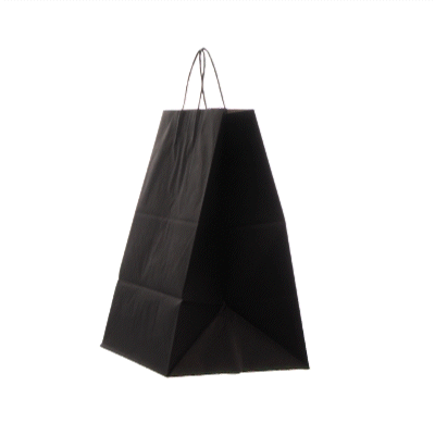 Saving Nature Black Paper Large Retail Bag - with Handles - 16" x 9 3/4" x 17 1/4" - 100 count box