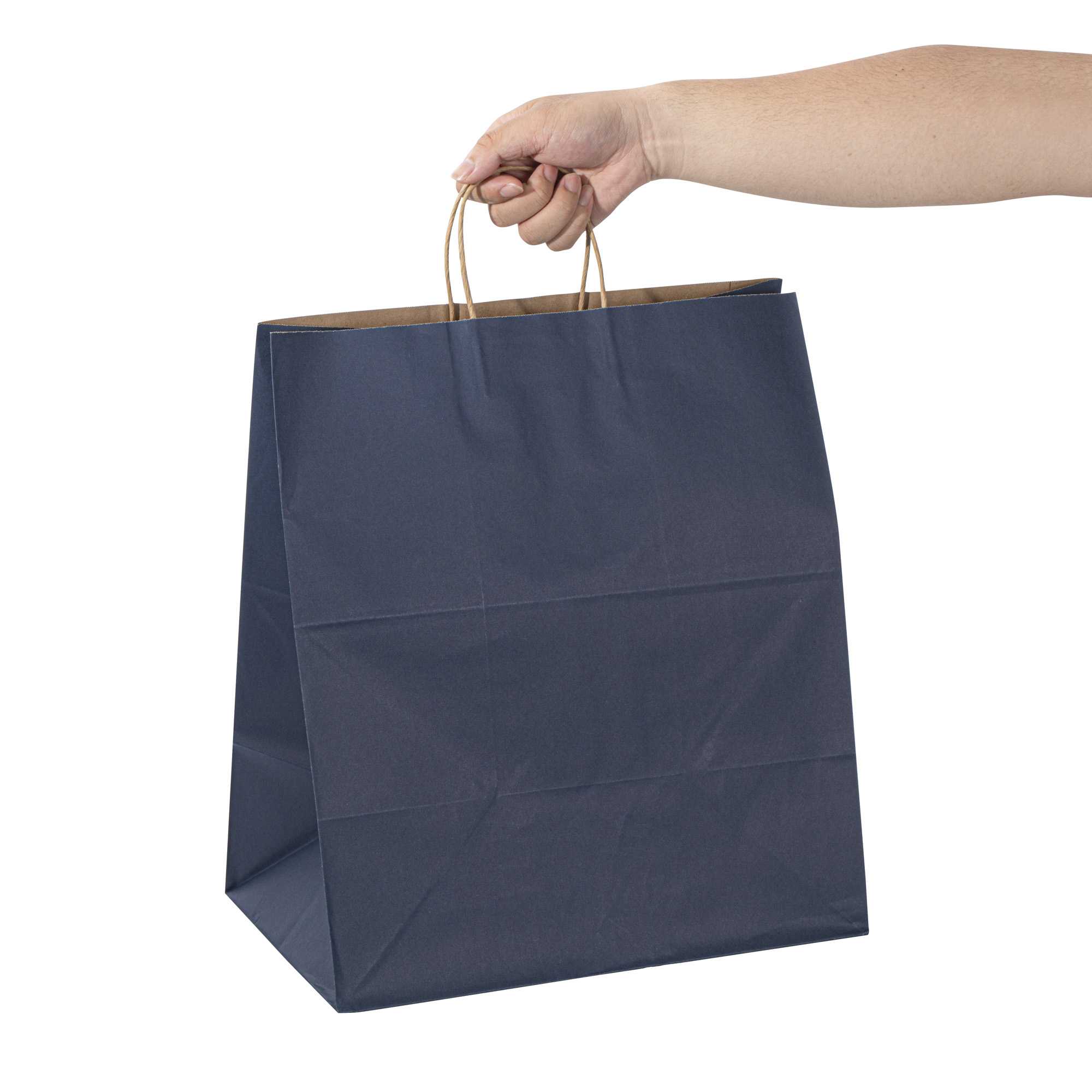 Saving Nature Dark Blue Paper Large Retail Bag - with Handles - 16" x 9 3/4" x 17 1/4" - 100 count box