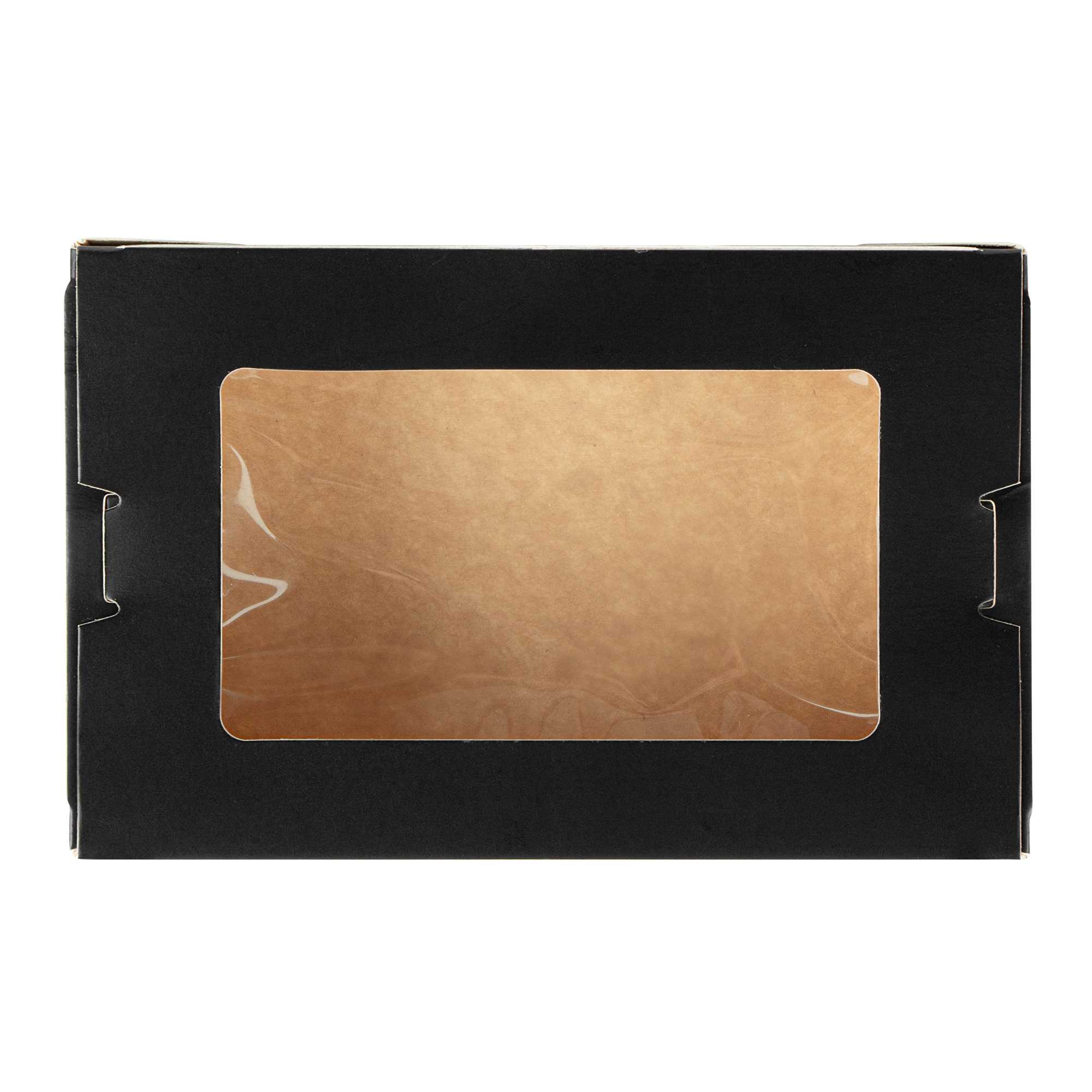Cafe Vision 21 oz Black Paper Small Take Out Container - Hinge Lock - 6 1/4" x 4" x 1 3/4" - 200 count box