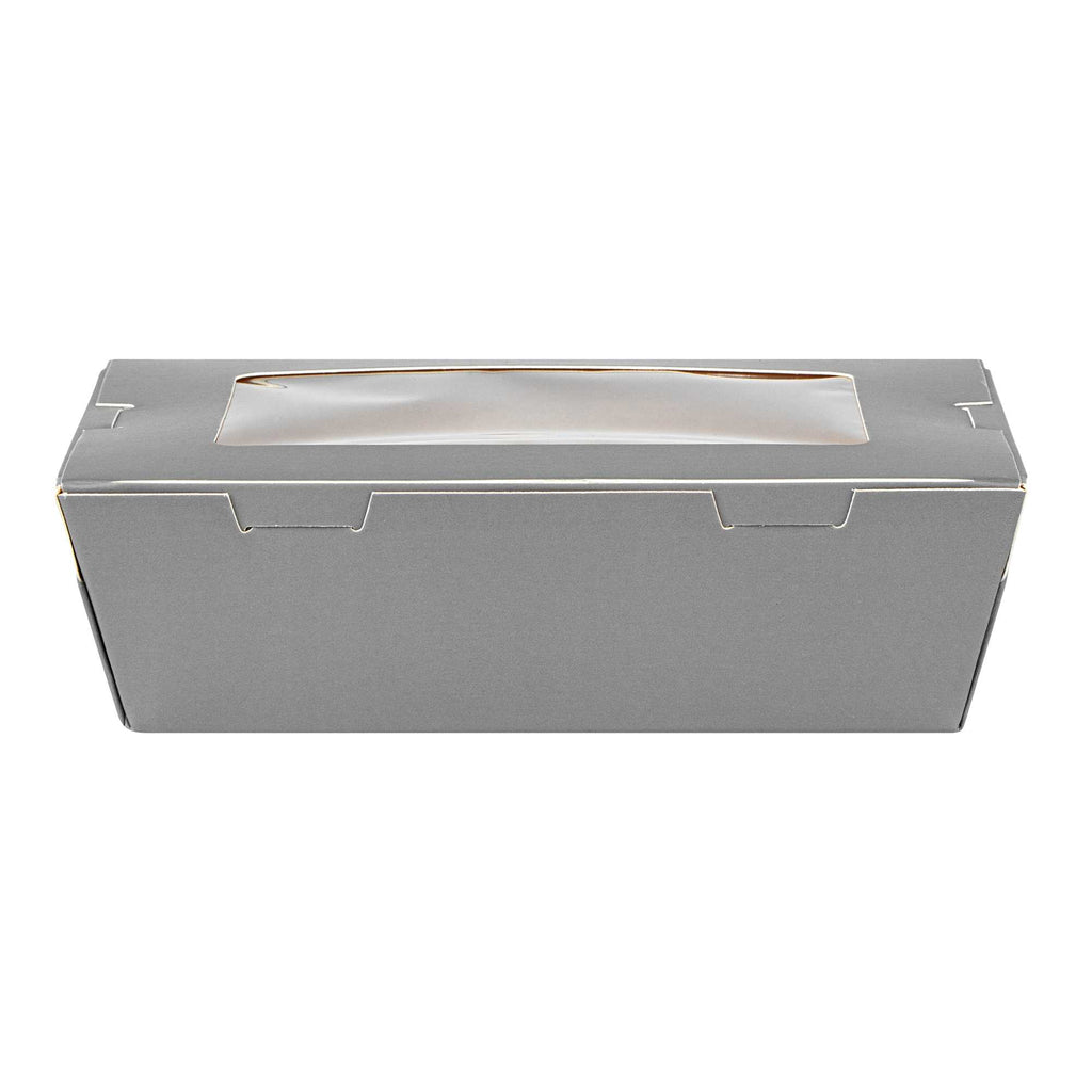 Cafe Vision 21 oz Gray Paper Take Out Container - Hinge Lock - 6 1/4" x 4" x 1 3/4" - 50 count box
