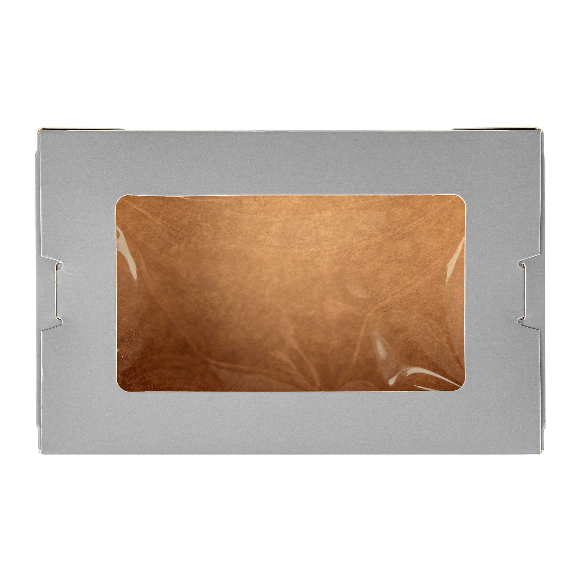 Cafe Vision 21 oz Gray Paper Take Out Container - Hinge Lock - 6 1/4" x 4" x 1 3/4" - 50 count box