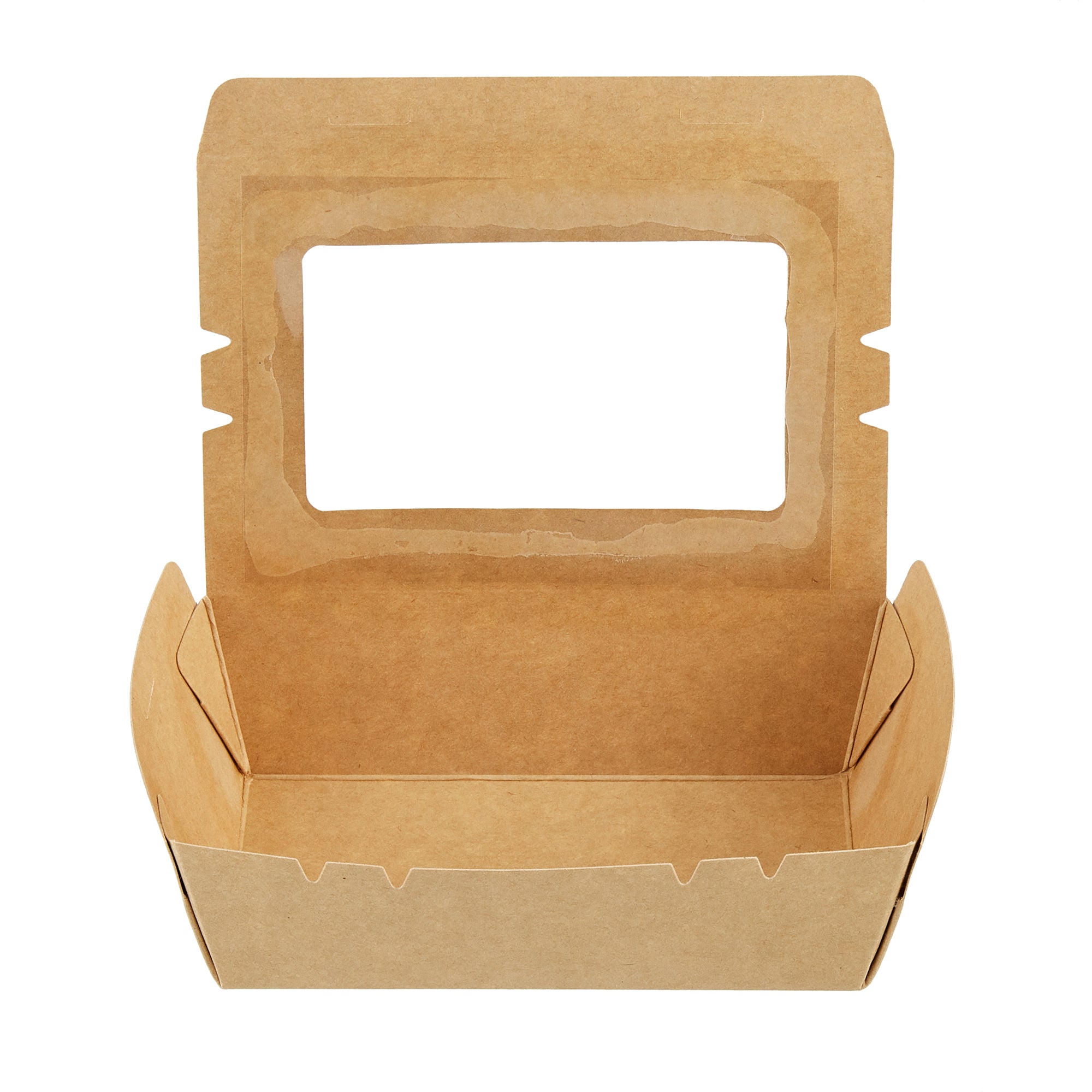 Cafe Vision 21 oz Kraft Paper Small Take Out Container - Hinge Lock - 6 1/4'' x 4'' x 1 3/4'' - 50 count box