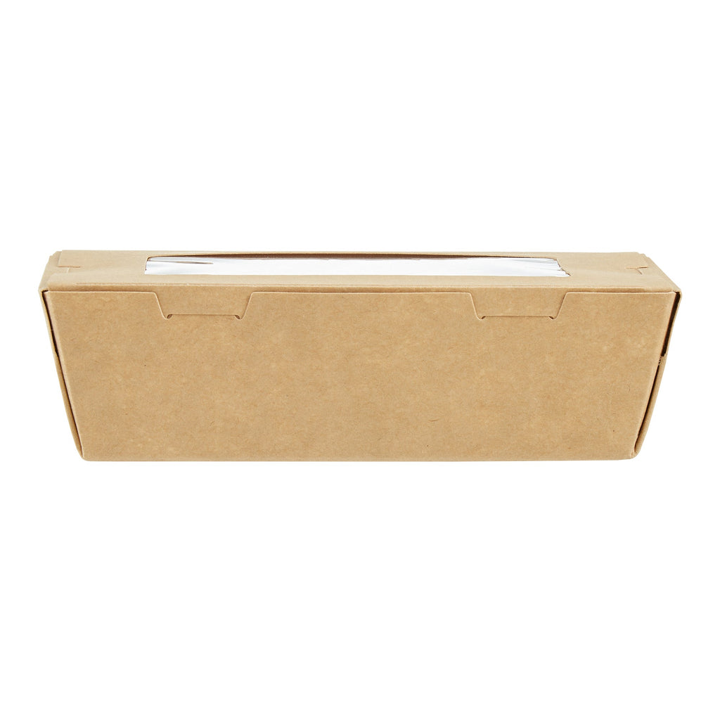 Cafe Vision 21 oz Kraft Paper Small Take Out Container - Hinge Lock - 6 1/4'' x 4'' x 1 3/4'' - 50 count box