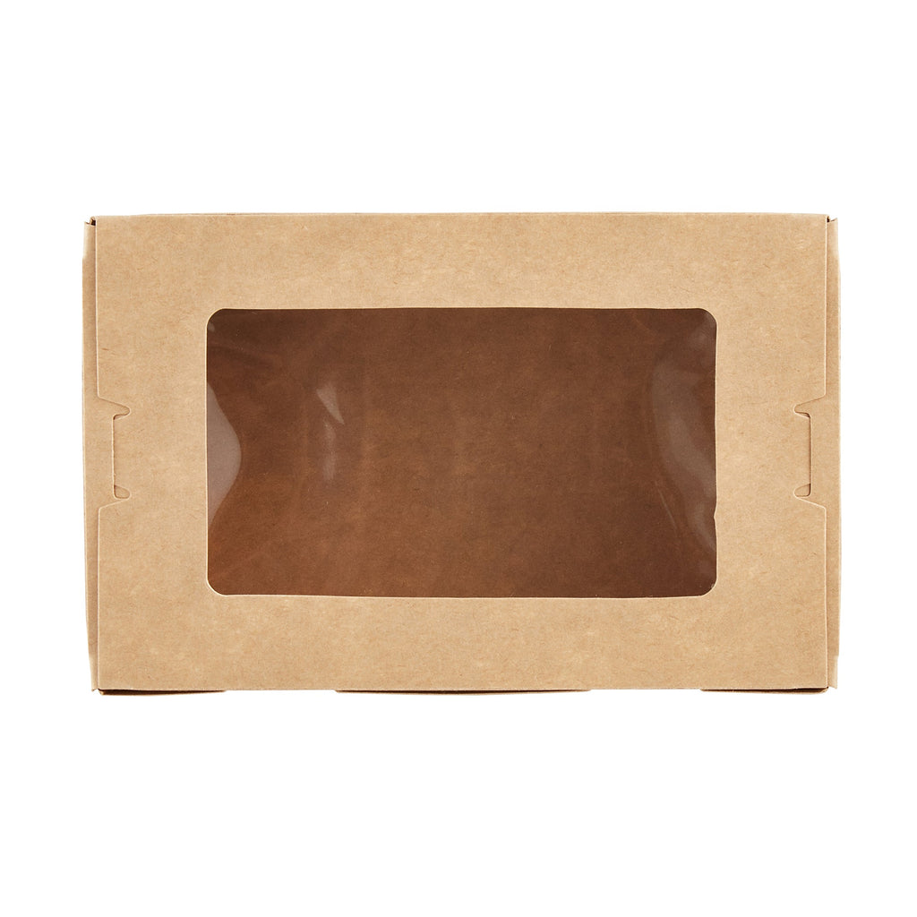 Cafe Vision 21 oz Kraft Paper Small Take Out Container - Hinge Lock - 6 1/4'' x 4'' x 1 3/4'' - 50 count box