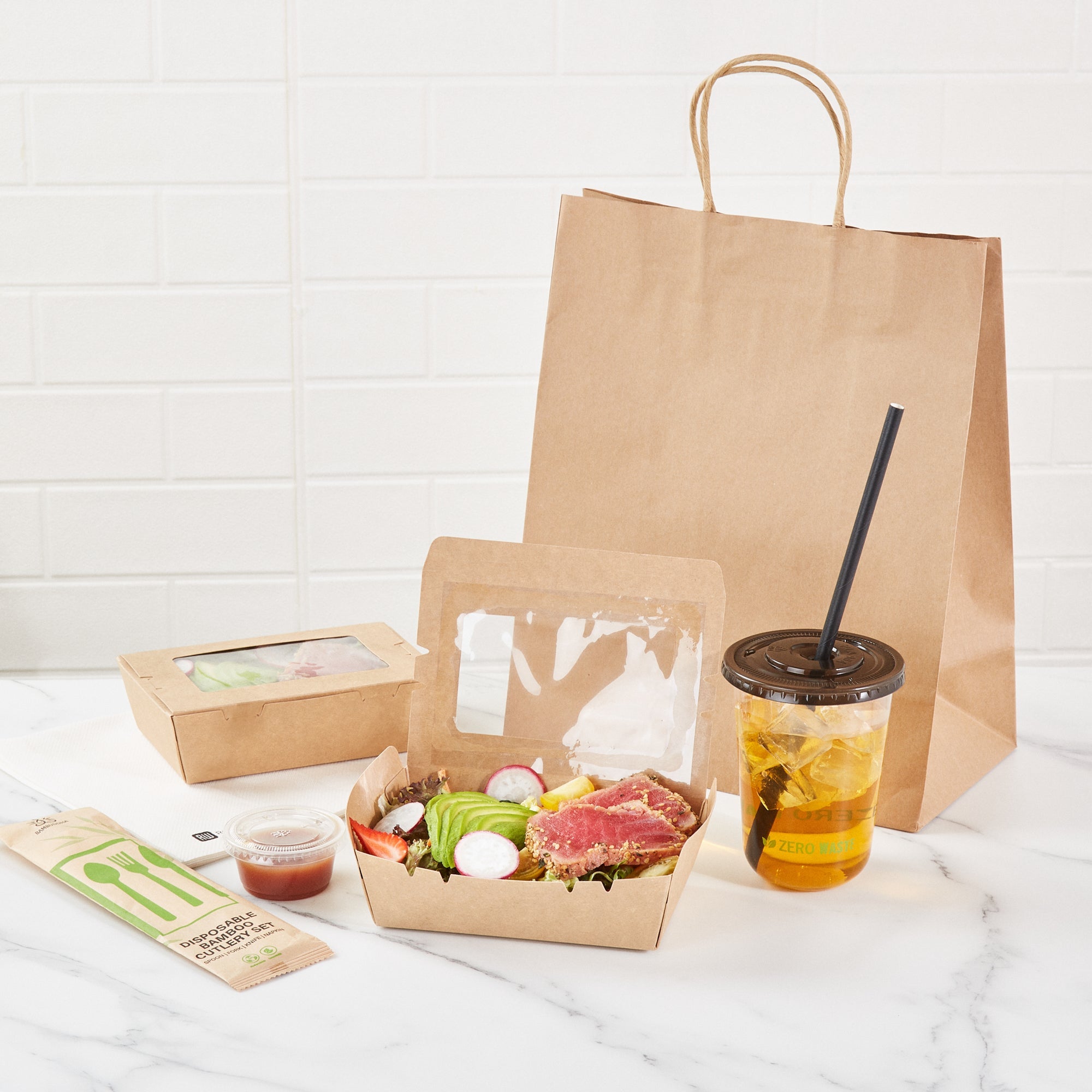 Cafe Vision 21 oz Kraft Paper Small Take Out Container - Hinge Lock - 6 1/4'' x 4'' x 1 3/4'' - 50 count box
