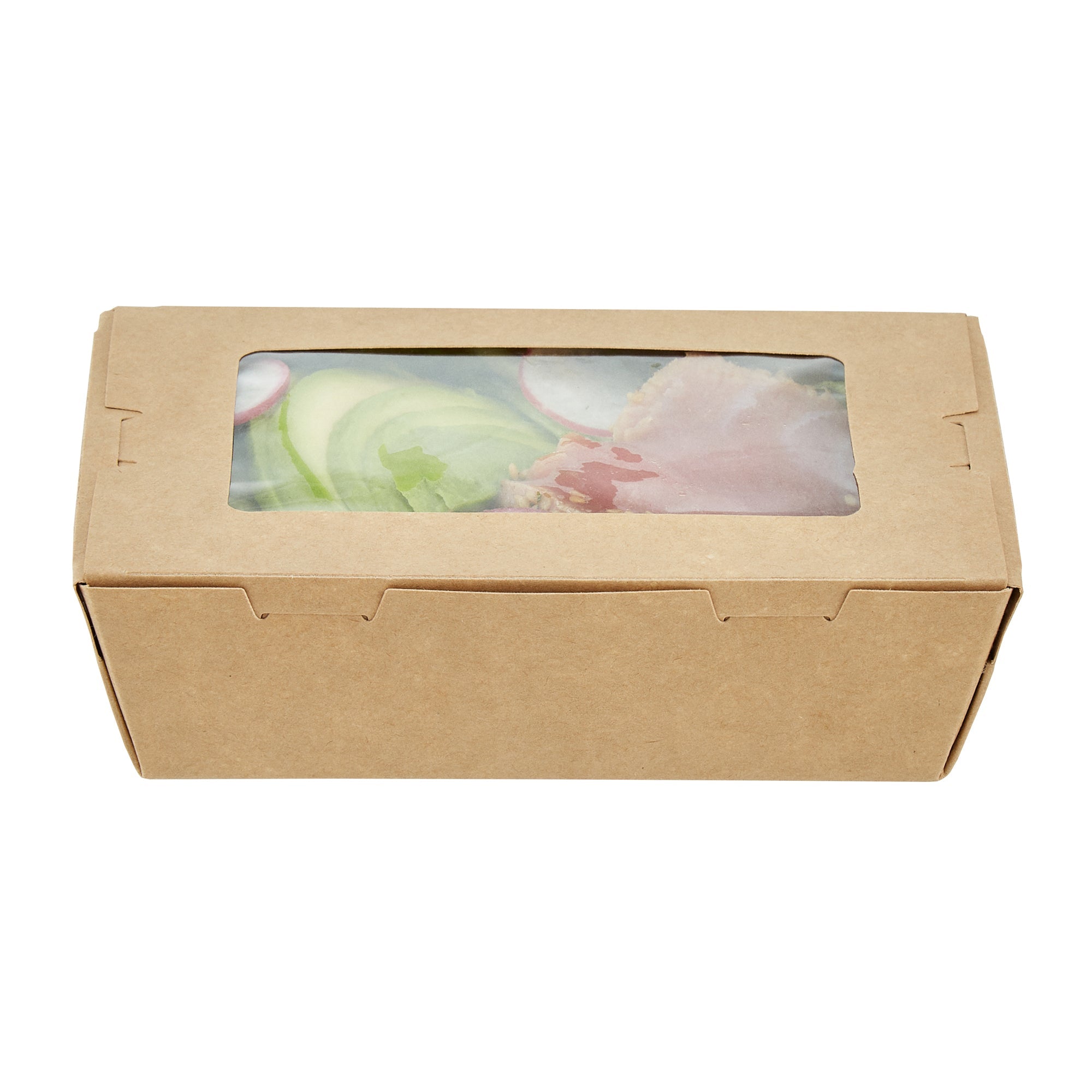 Cafe Vision 21 oz Kraft Paper Small Take Out Container - Hinge Lock - 6 1/4'' x 4'' x 1 3/4'' - 200 count box
