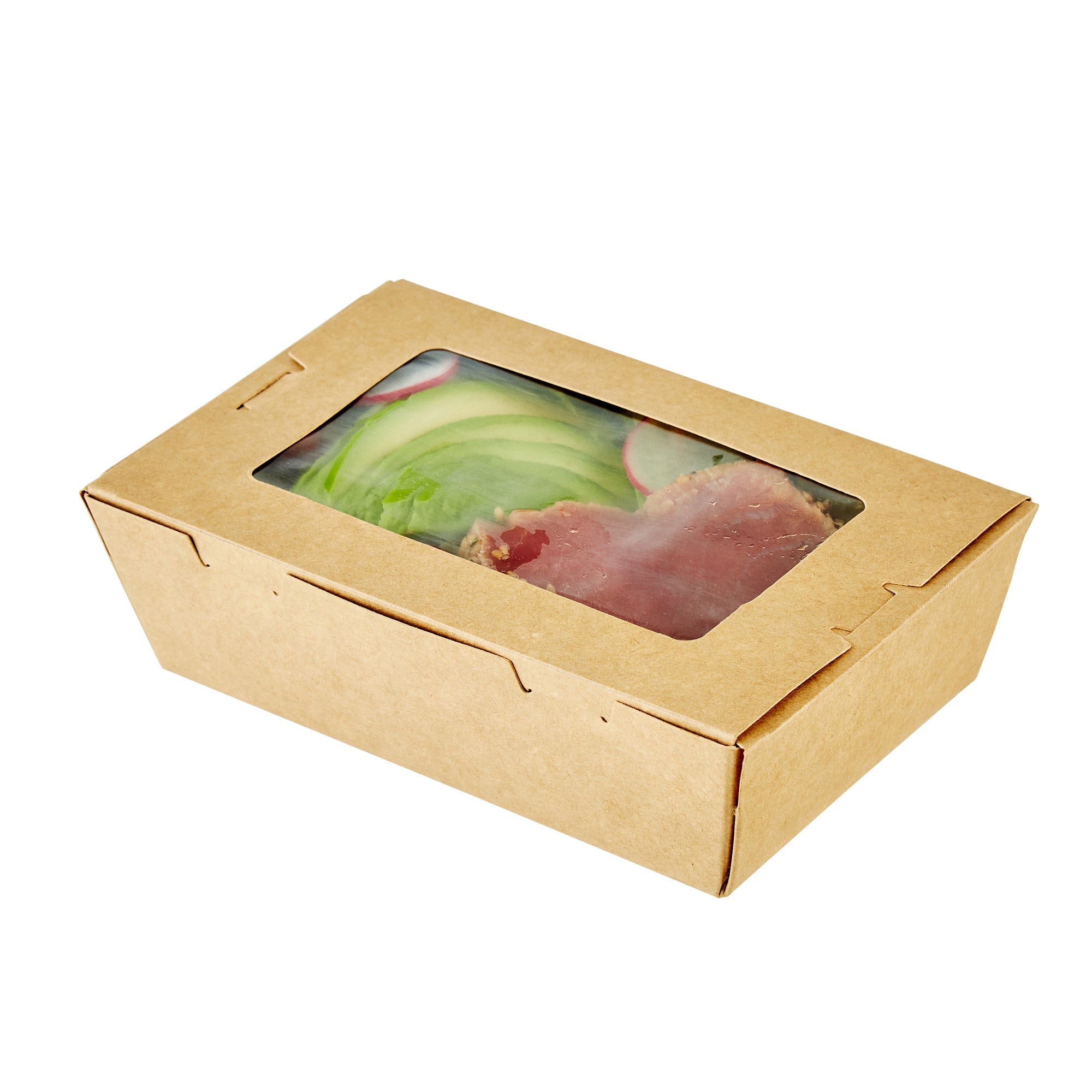 Cafe Vision 21 oz Kraft Paper Small Take Out Container - Hinge Lock - 6 1/4'' x 4'' x 1 3/4'' - 200 count box