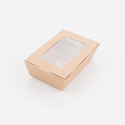 Cafe Vision 21 oz Kraft Paper Small Take Out Container - Hinge Lock - 6 1/4'' x 4'' x 1 3/4'' - 200 count box