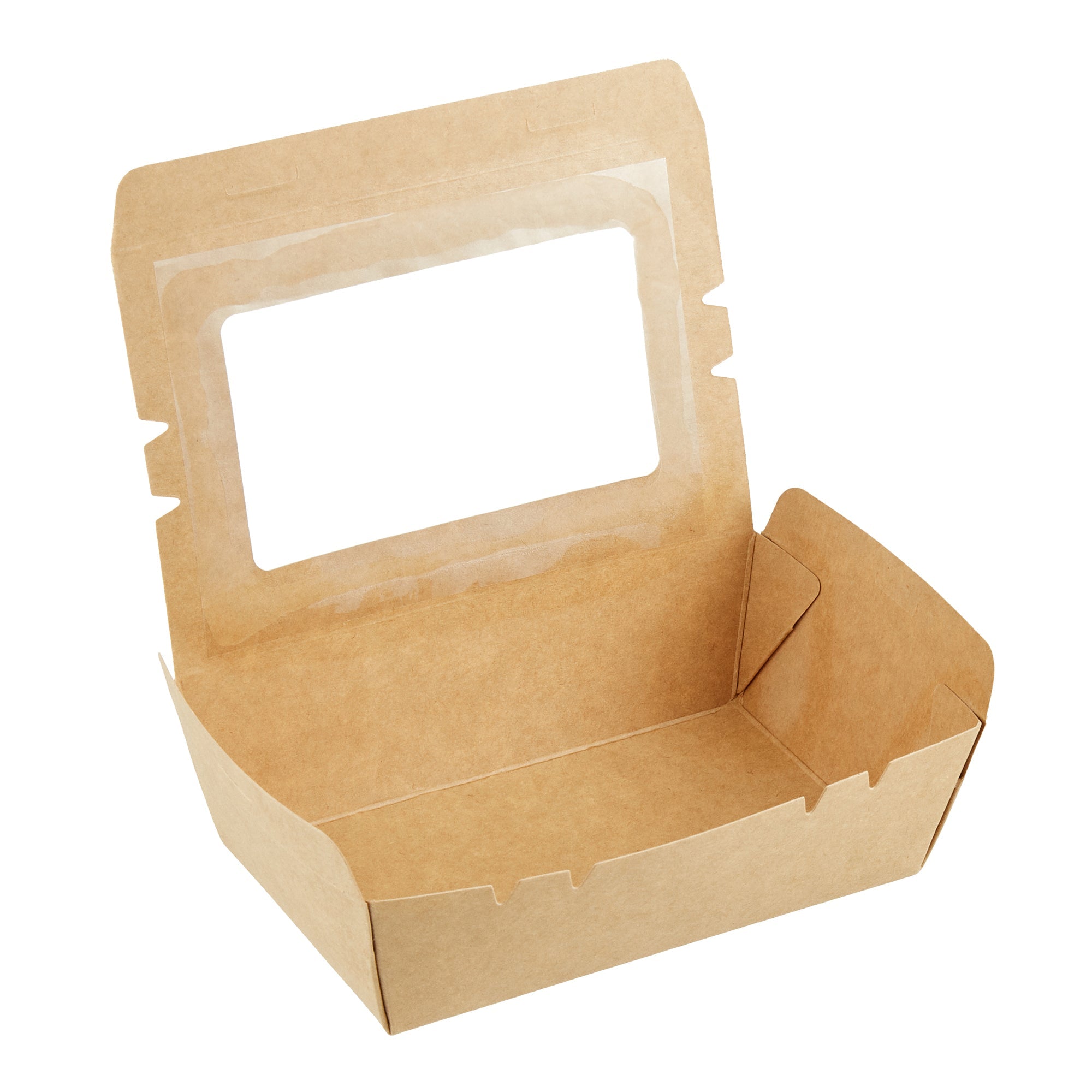 Cafe Vision 21 oz Kraft Paper Small Take Out Container - Hinge Lock - 6 1/4'' x 4'' x 1 3/4'' - 200 count box