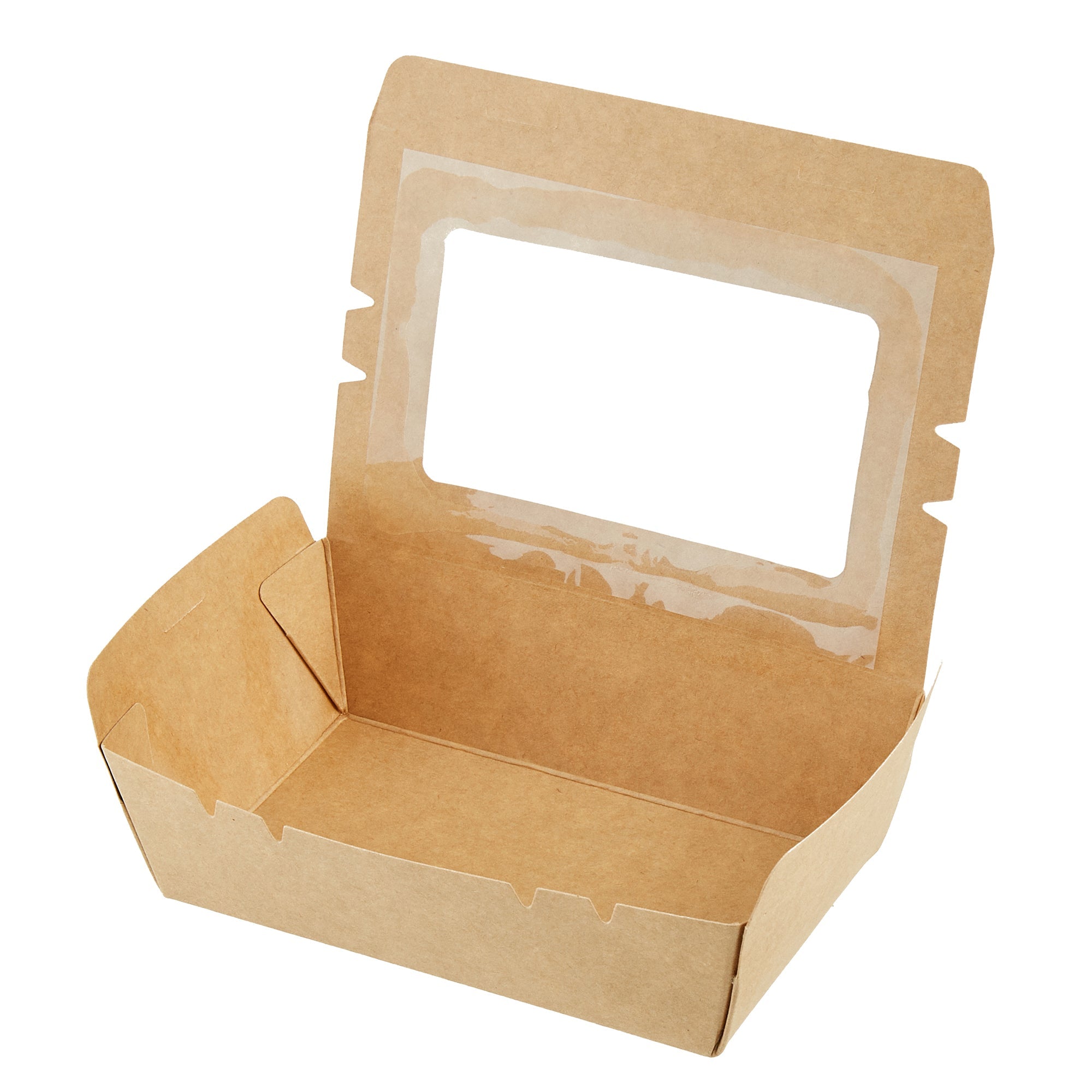 Cafe Vision 21 oz Kraft Paper Small Take Out Container - Hinge Lock - 6 1/4'' x 4'' x 1 3/4'' - 200 count box