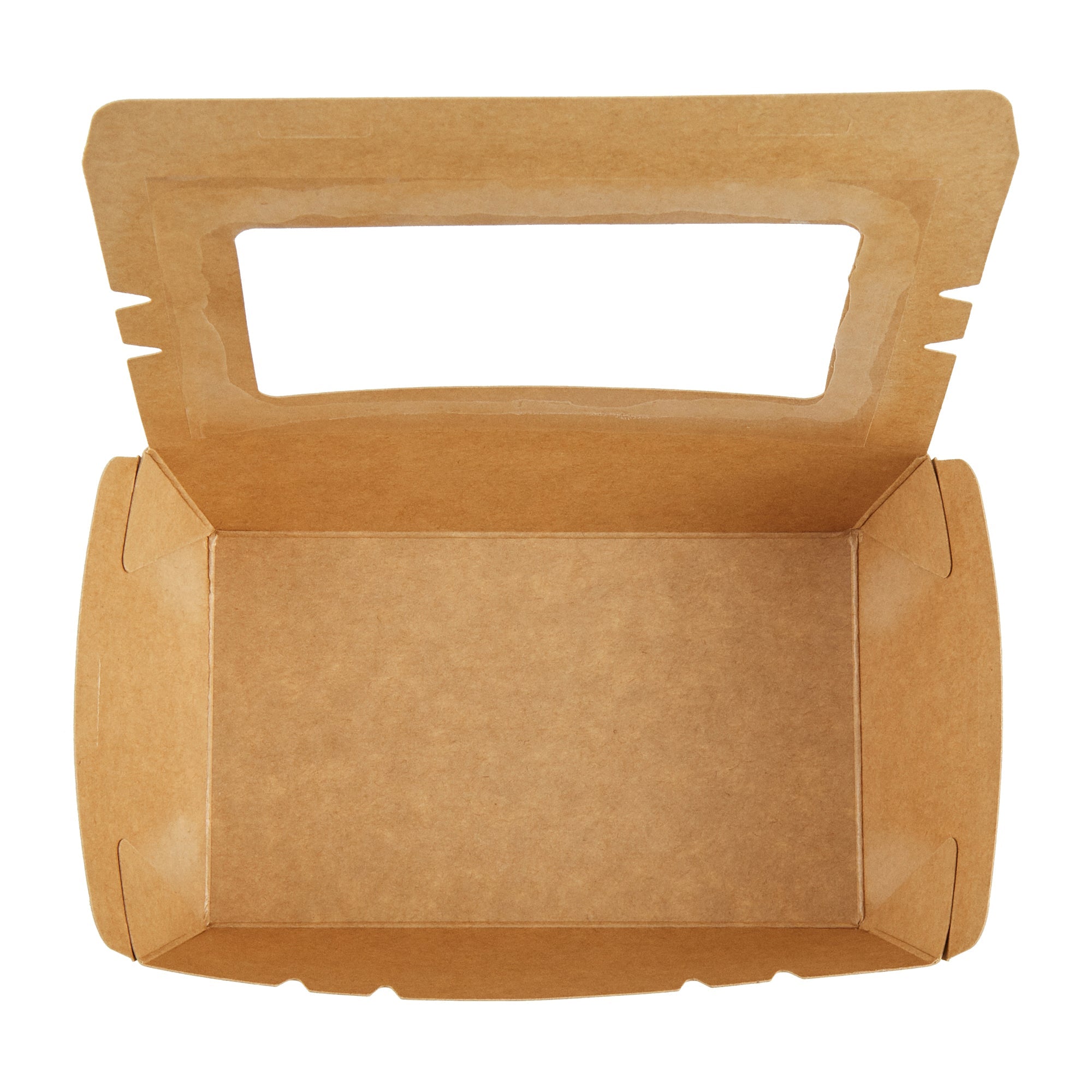 Cafe Vision 21 oz Kraft Paper Small Take Out Container - Hinge Lock - 6 1/4'' x 4'' x 1 3/4'' - 200 count box