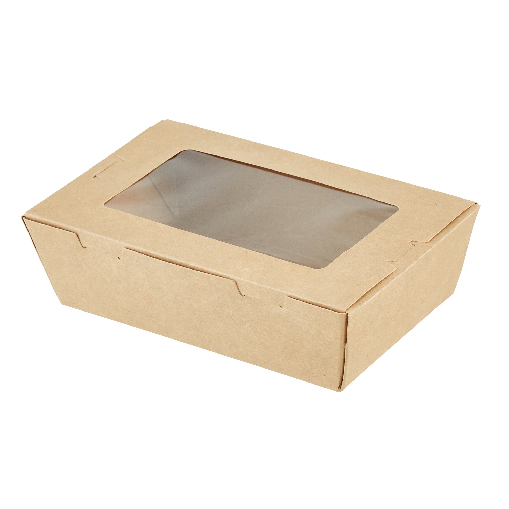Cafe Vision 21 oz Kraft Paper Small Take Out Container - Hinge Lock - 6 1/4'' x 4'' x 1 3/4'' - 200 count box