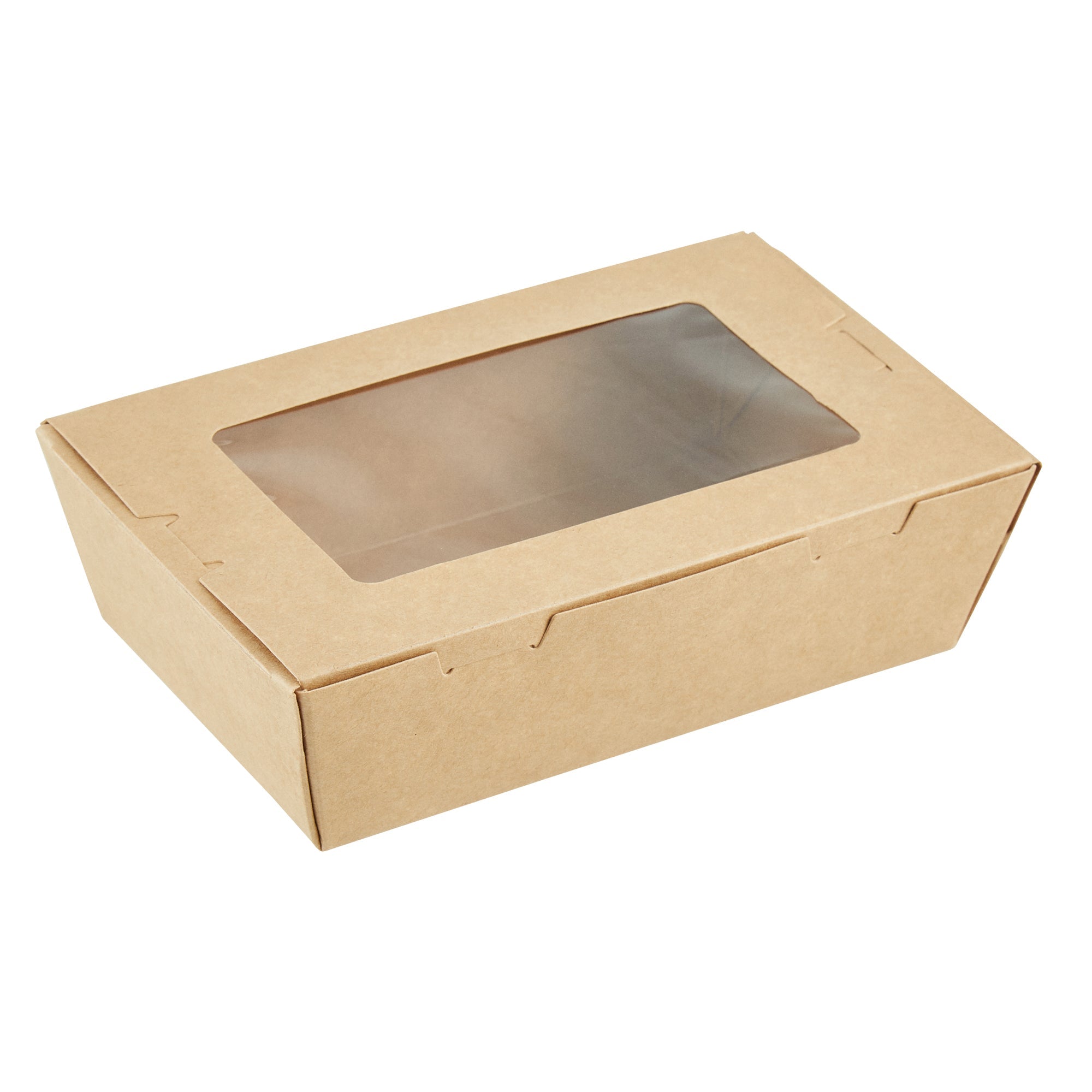 Cafe Vision 21 oz Kraft Paper Small Take Out Container - Hinge Lock - 6 1/4'' x 4'' x 1 3/4'' - 200 count box
