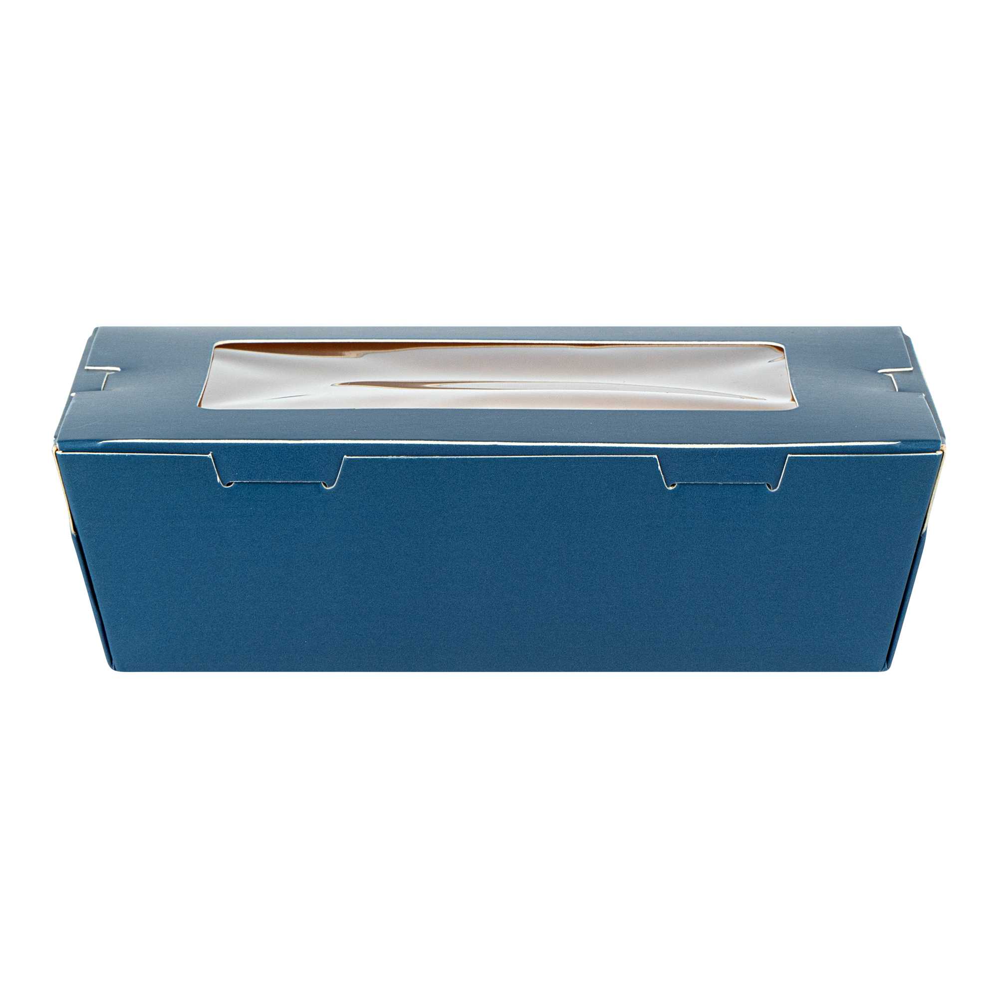 Cafe Vision 21 oz Midnight Blue Paper Small Take Out Container - Hinge Lock - 6 1/4" x 4" x 1 3/4" - 50 count box