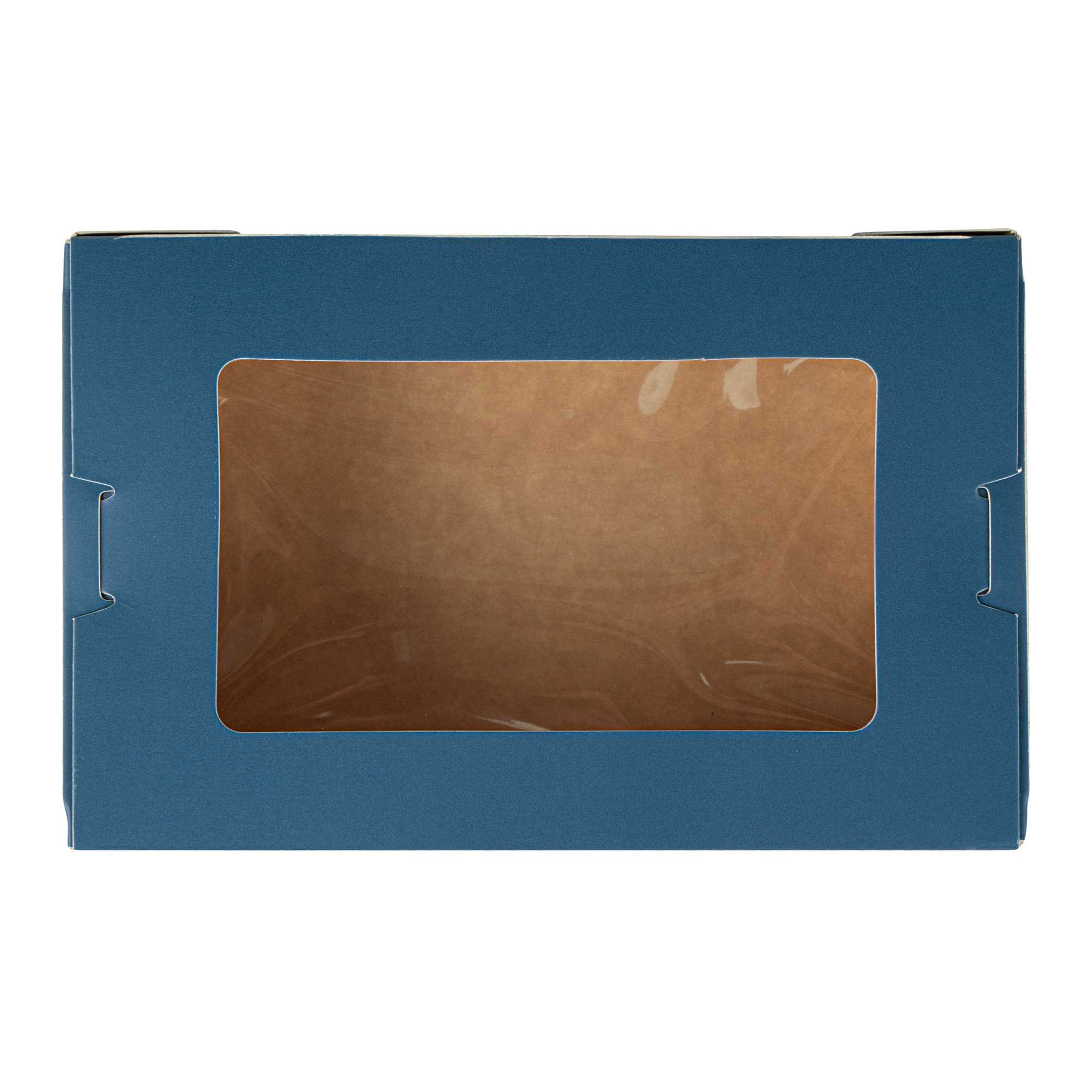 Cafe Vision 21 oz Midnight Blue Paper Small Take Out Container - Hinge Lock - 6 1/4" x 4" x 1 3/4" - 200 count box