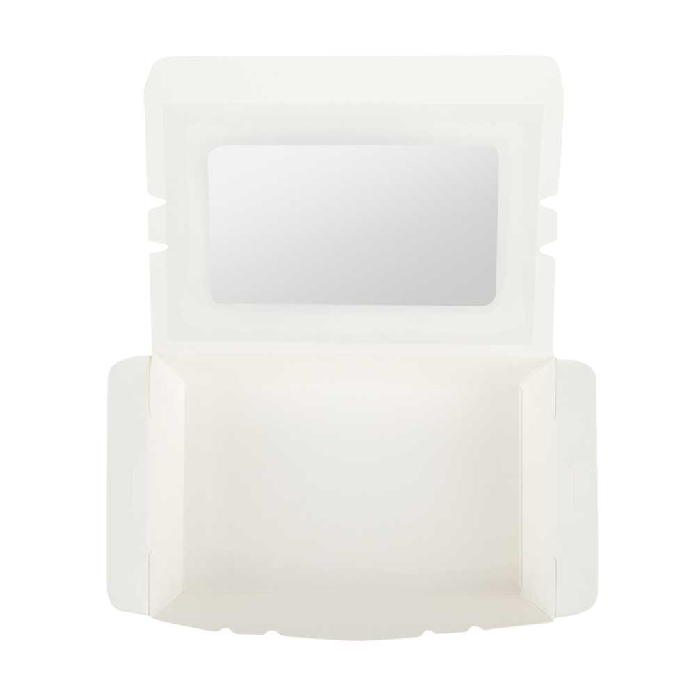 Cafe Vision 21 oz White Paper Small Take Out Container - Hinge Lock - 6 1/4" x 4" x 1 3/4" - 50 count box