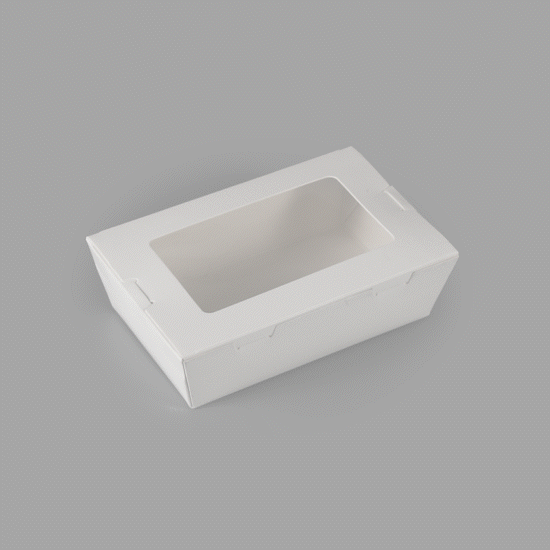 Cafe Vision 21 oz White Paper Small Take Out Container - Hinge Lock - 6 1/4" x 4" x 1 3/4" - 200 count box