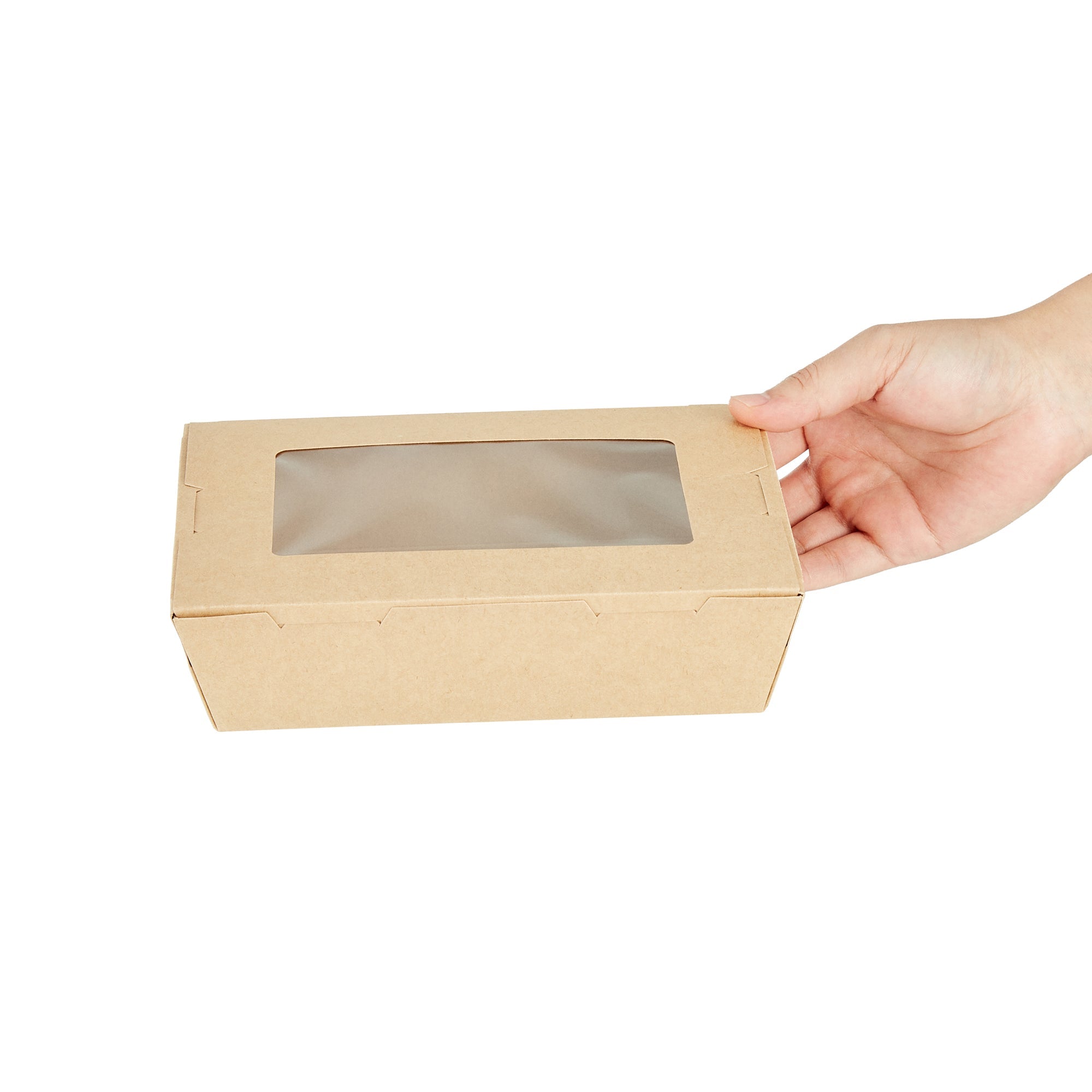 Cafe Vision 42 oz Kraft Paper Medium Take Out Container - Hinge Lock - 8'' x 5 1/2'' x 2'' - 50 count box